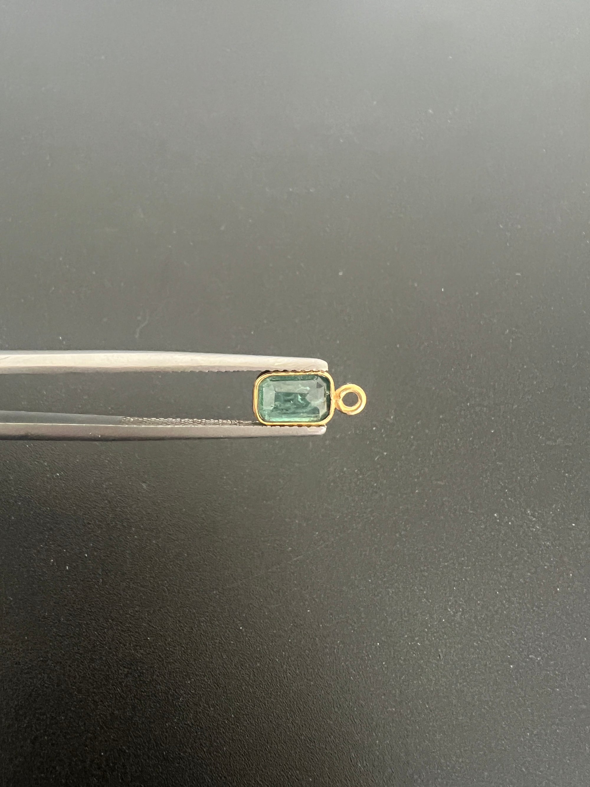 Gold Filled Zambian Emerald 8x6 mm Single Piece, Emerald Charm