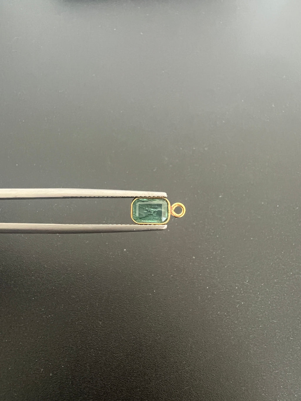 Gold Filled Zambian Emerald 8x6 mm Single Piece, Emerald Charm