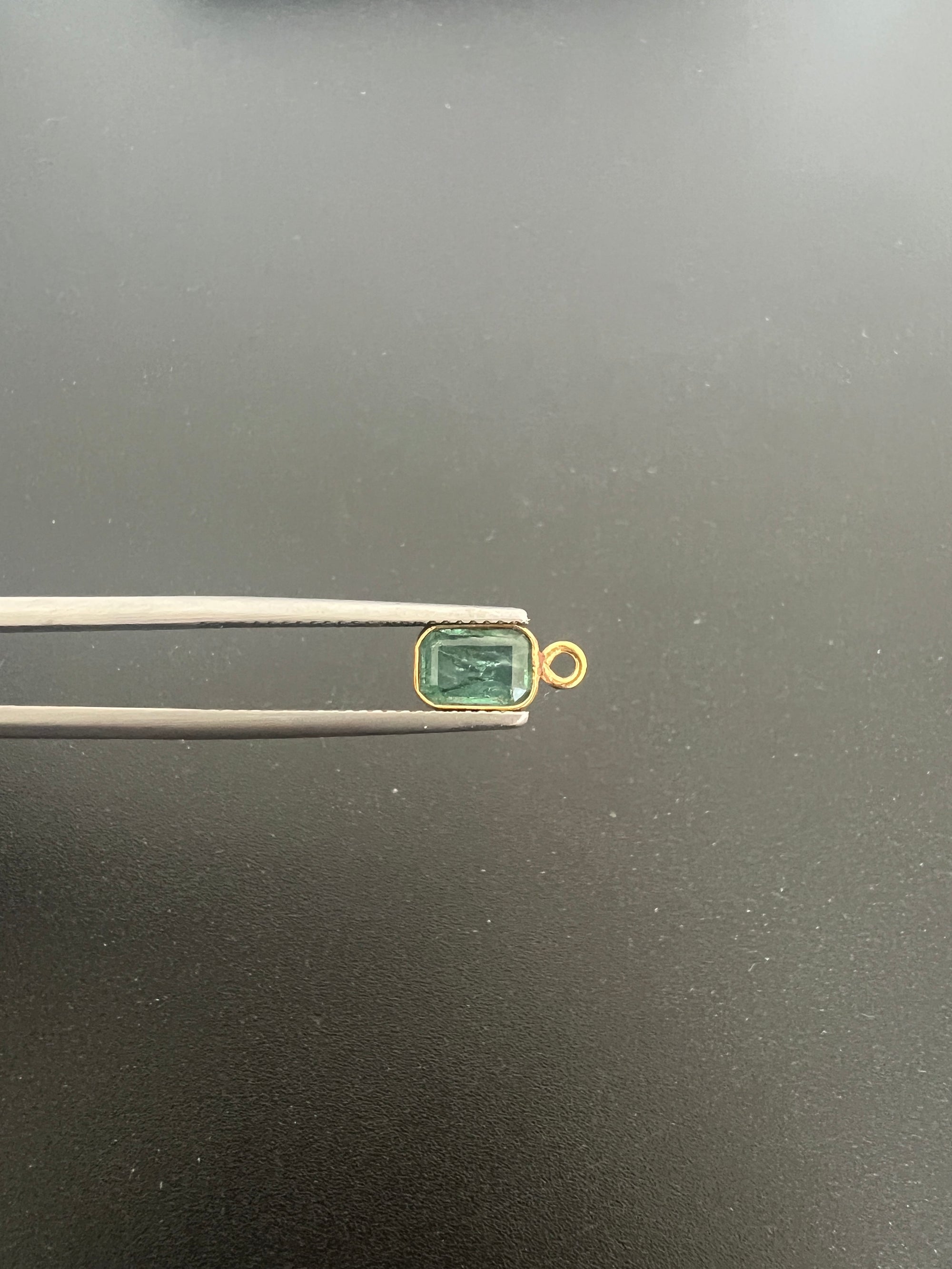Gold Filled Zambian Emerald 8x6 mm Single Piece, Emerald Charm