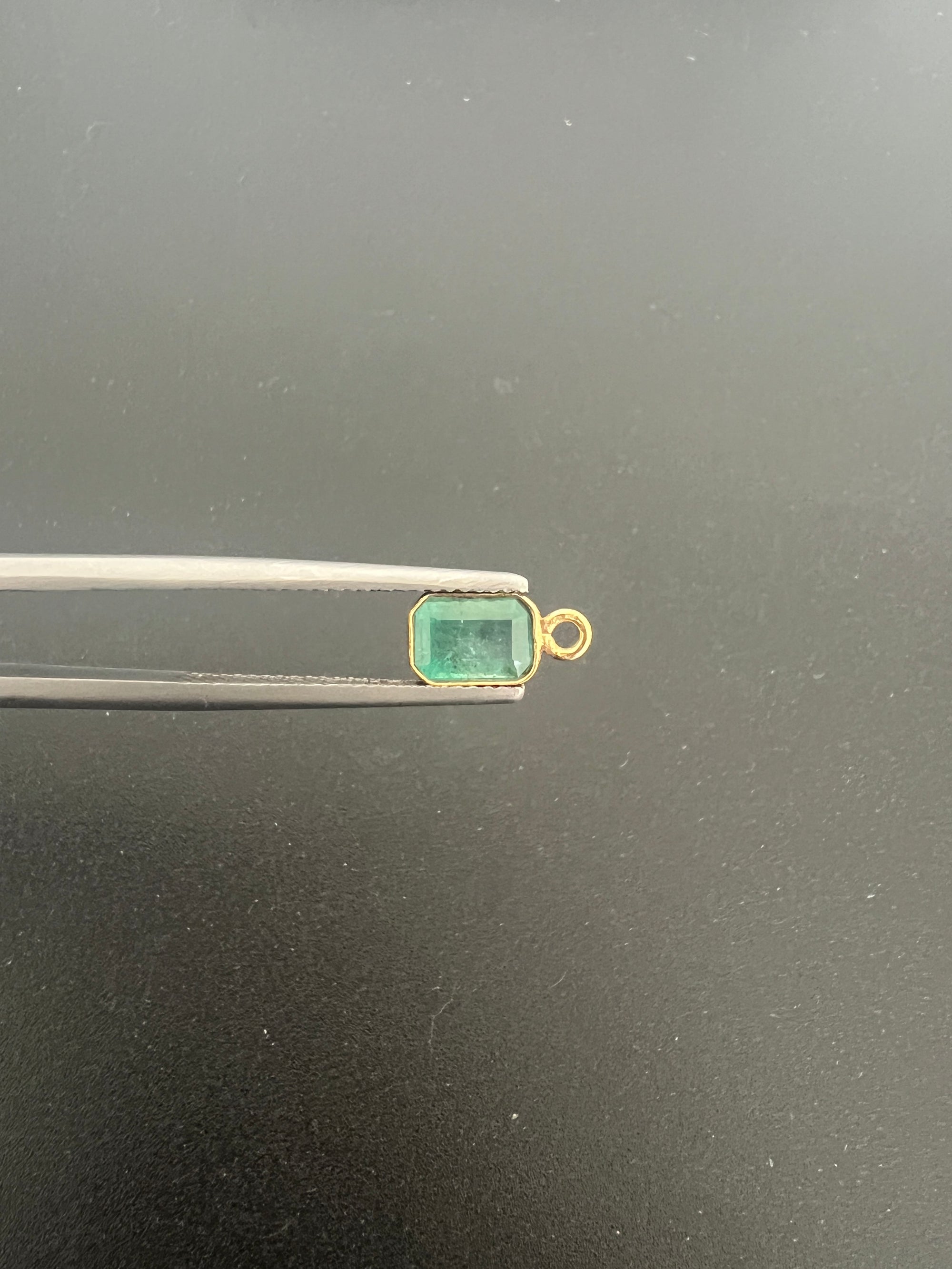 Gold Filled Zambian Emerald 8x6 mm Single Piece, Emerald Charm