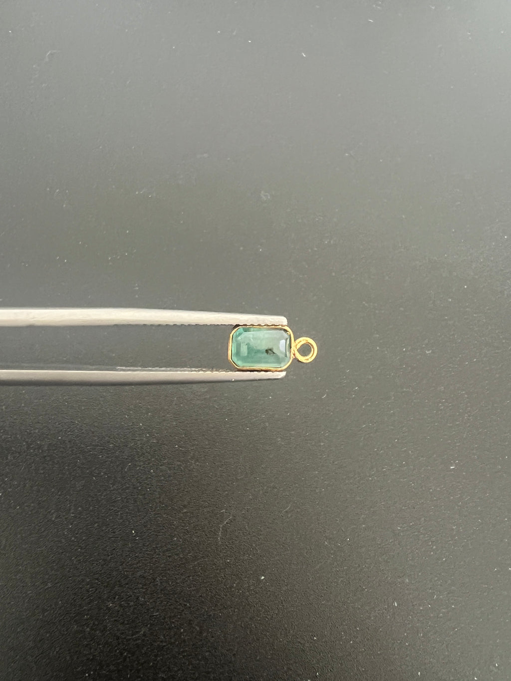 Gold Filled Zambian Emerald 8x6 mm Single Piece, Emerald Charm