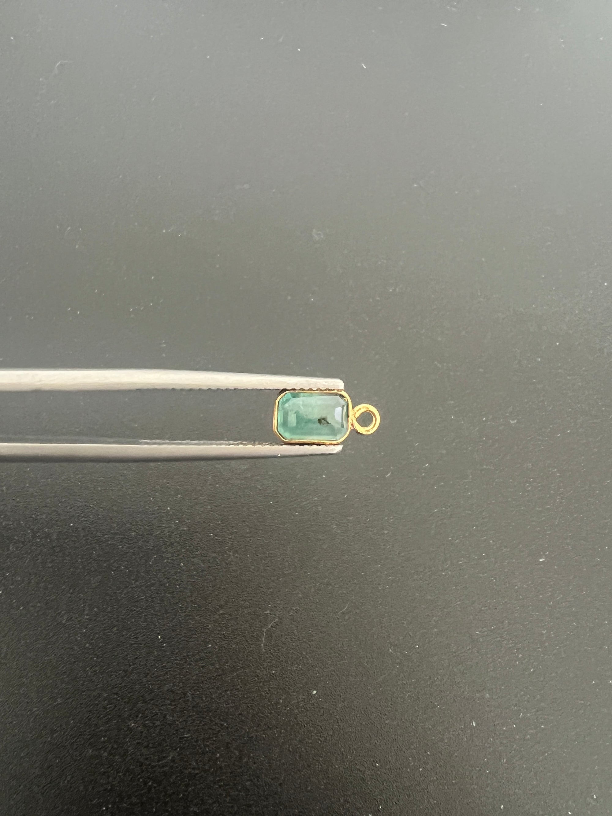 Gold Filled Zambian Emerald 8x6 mm Single Piece, Emerald Charm