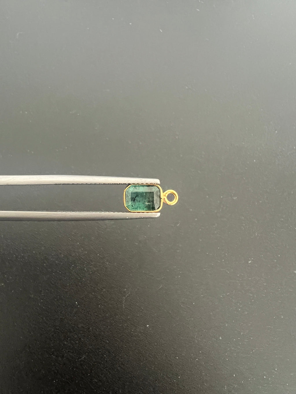 Gold Filled Zambian Emerald 8x6 mm Single Piece, Emerald Charm