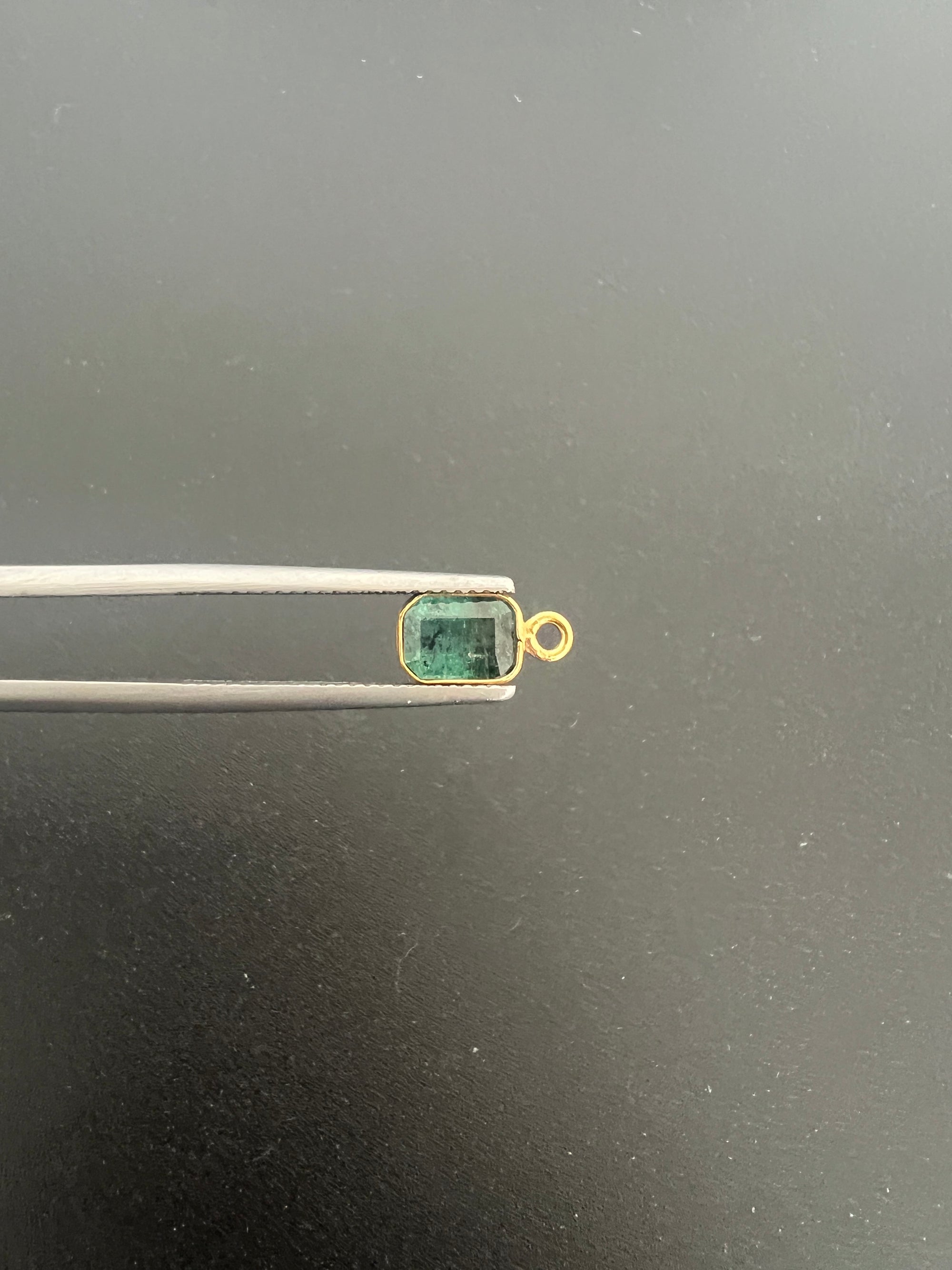 Gold Filled Zambian Emerald 8x6 mm Single Piece, Emerald Charm