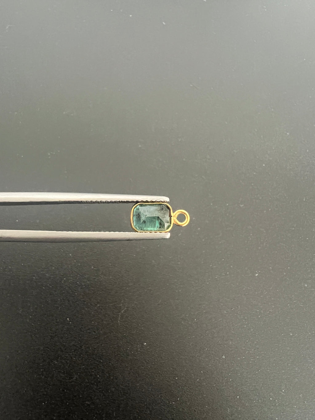 Gold Filled Zambian Emerald 8x6 mm Single Piece, Emerald Charm