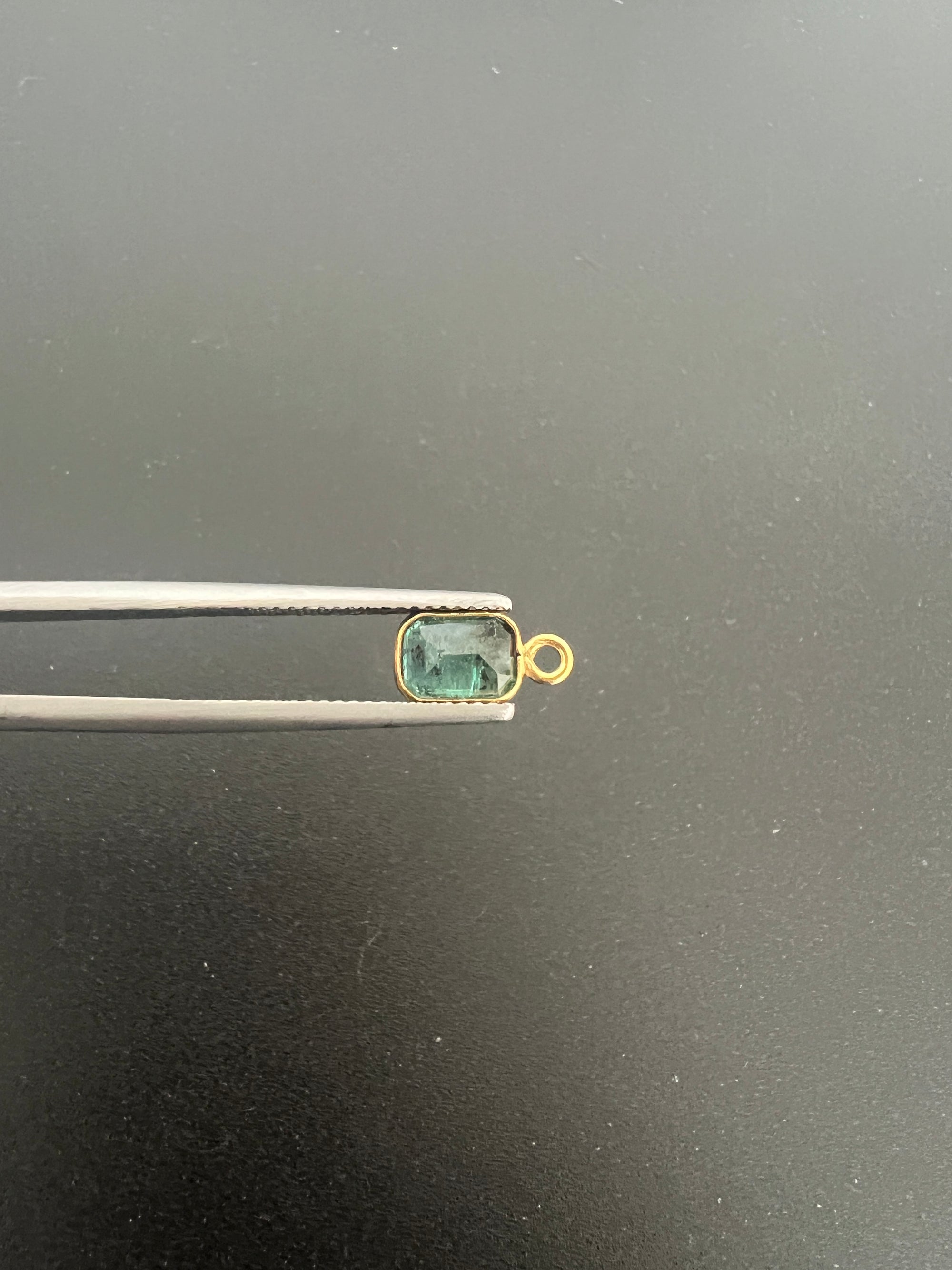 Gold Filled Zambian Emerald 8x6 mm Single Piece, Emerald Charm