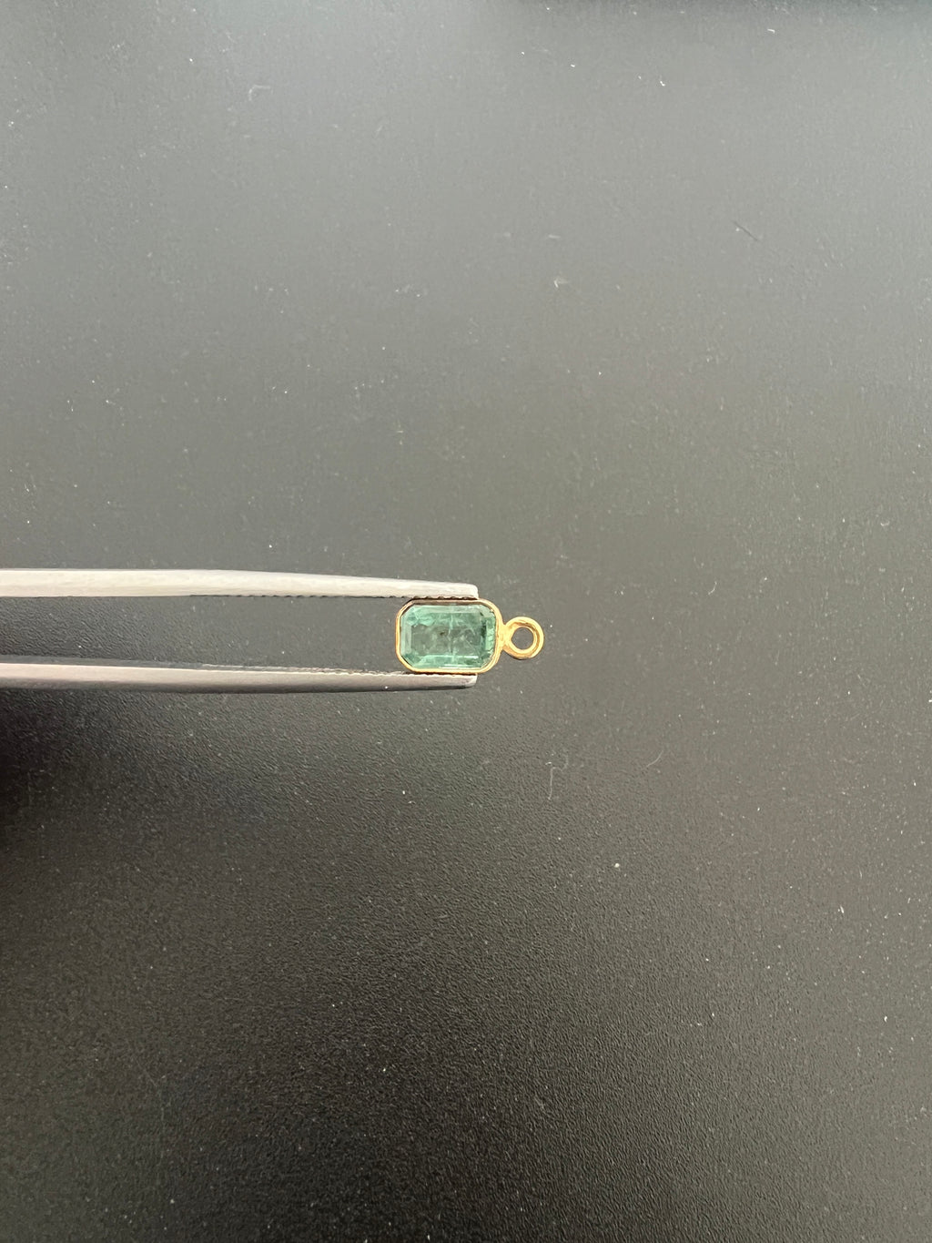 Gold Filled Zambian Emerald 7.5x5.5 mm Single Piece, Emerald Charm