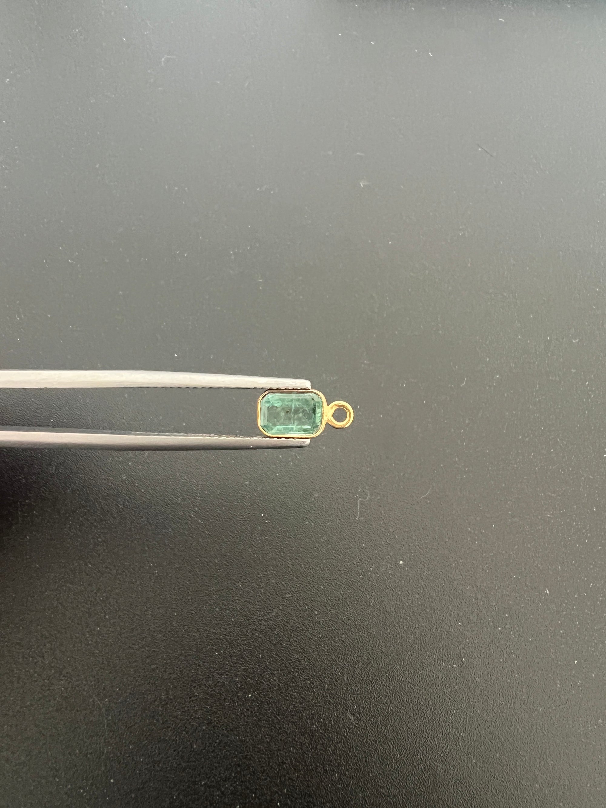 Gold Filled Zambian Emerald 7.5x5.5 mm Single Piece, Emerald Charm