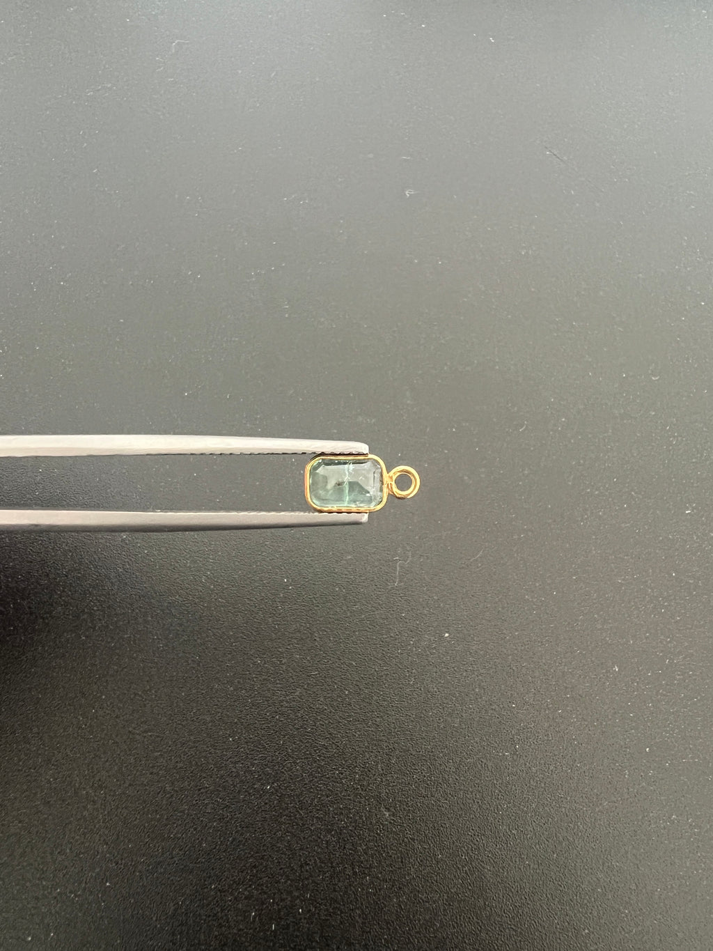 Gold Filled Zambian Emerald 7.5x5.5 mm Single Piece, Emerald Charm