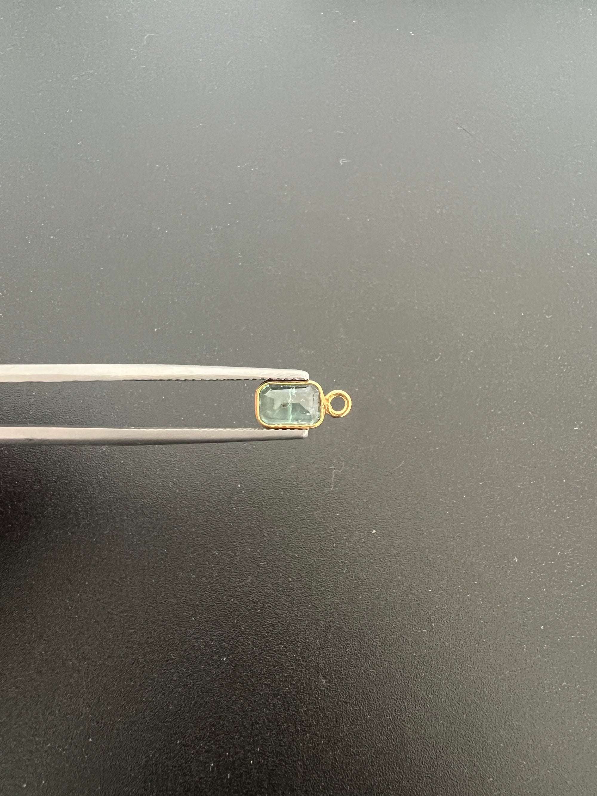 Gold Filled Zambian Emerald 7.5x5.5 mm Single Piece, Emerald Charm