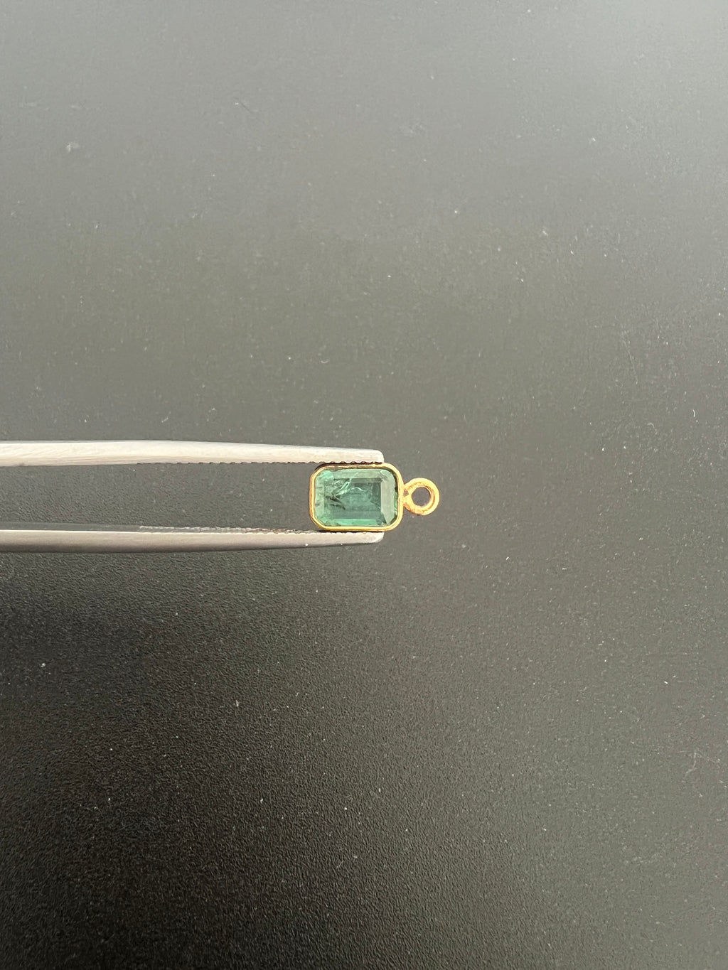 Gold Filled Zambian Emerald 8x6 mm Single Piece, Emerald Charm