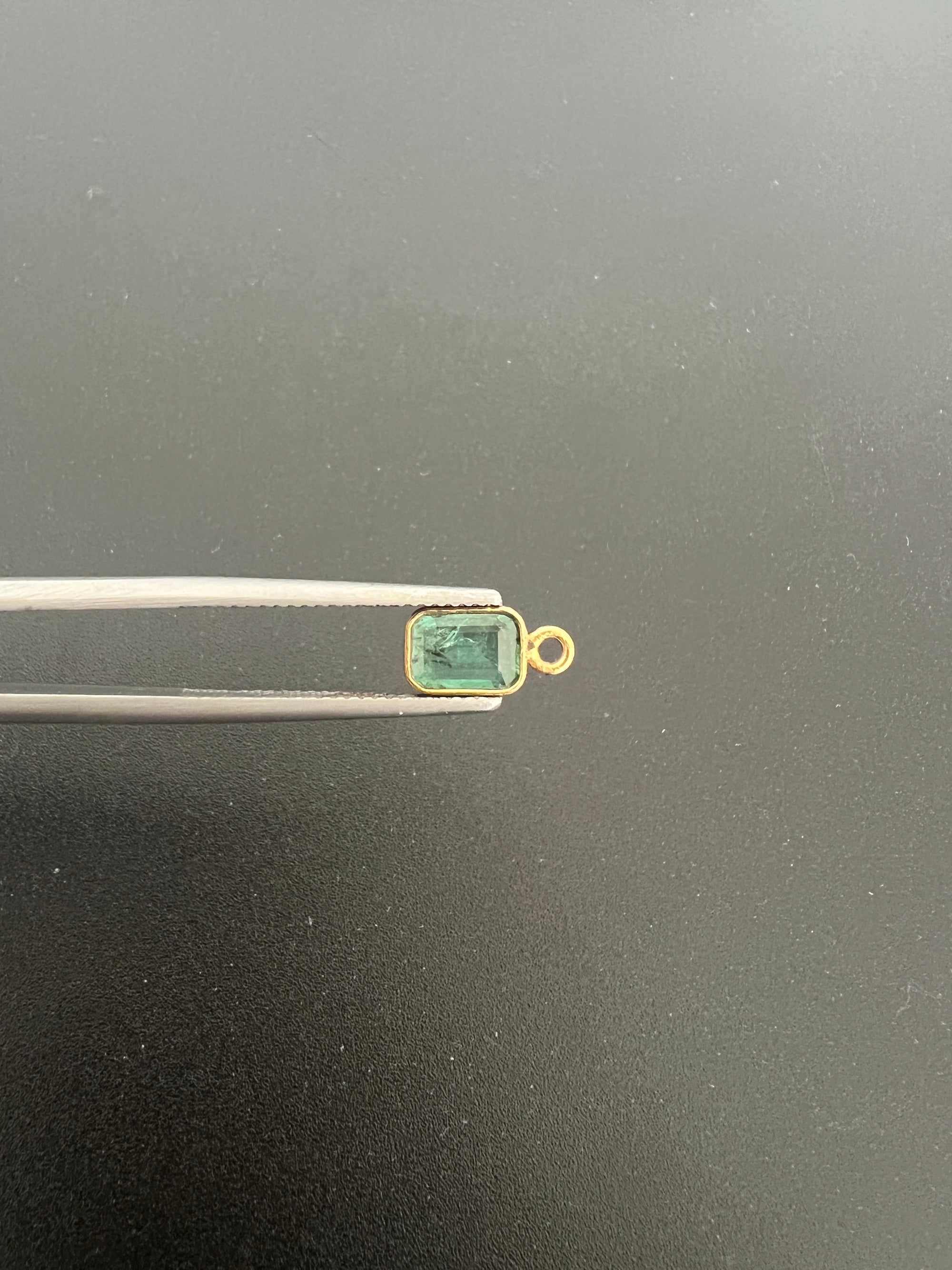 Gold Filled Zambian Emerald 8x6 mm Single Piece, Emerald Charm