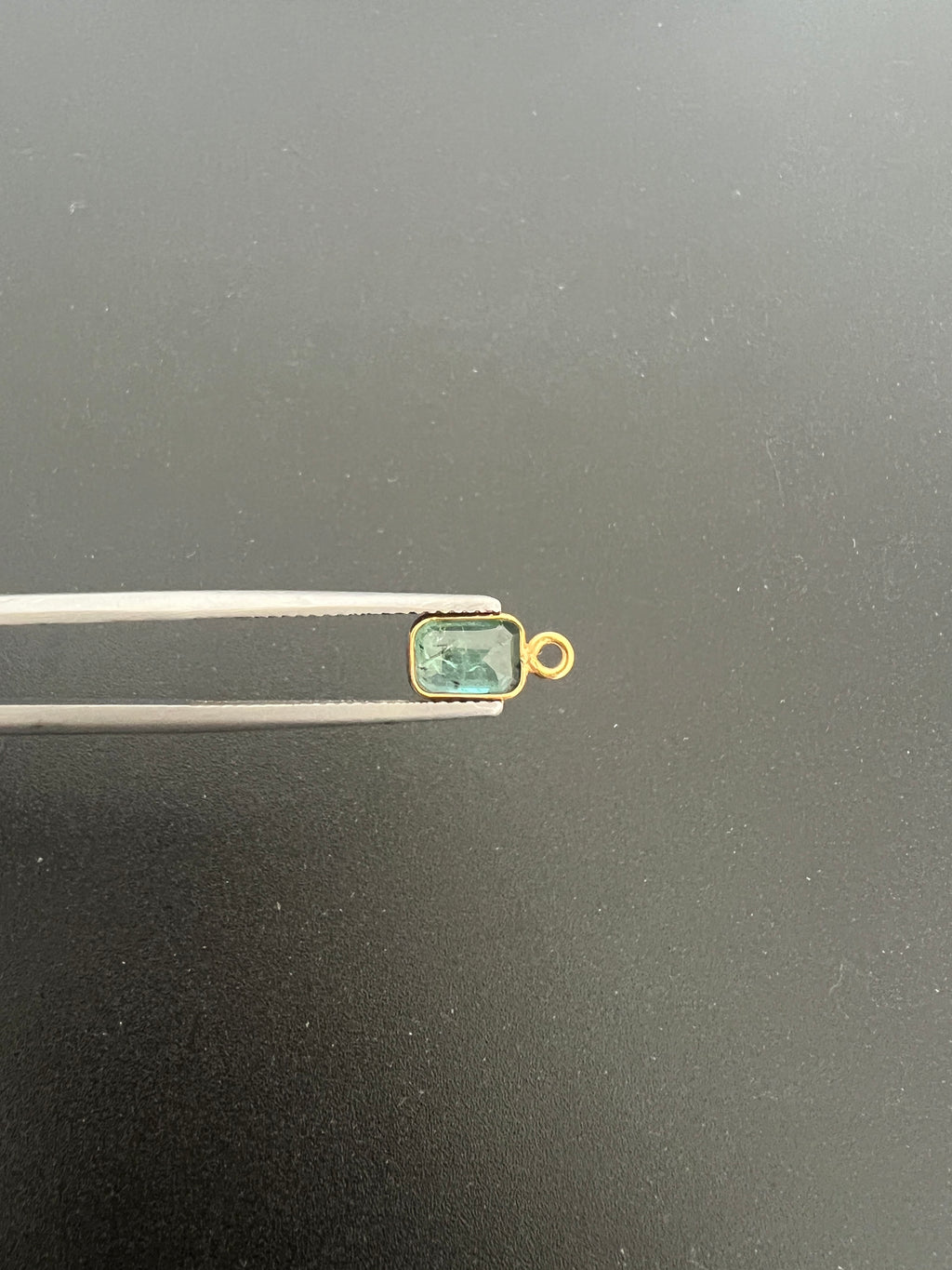 Gold Filled Zambian Emerald 8x6 mm Single Piece, Emerald Charm