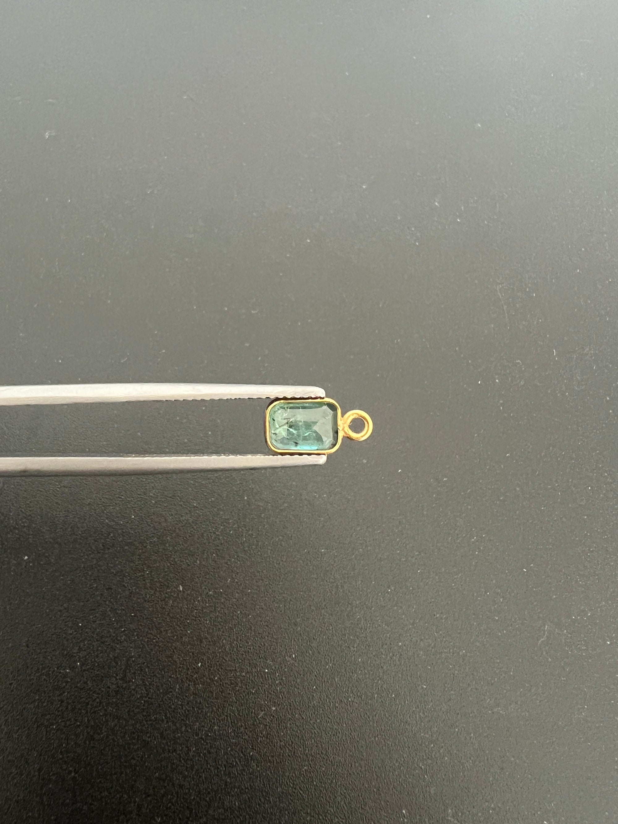 Gold Filled Zambian Emerald 8x6 mm Single Piece, Emerald Charm