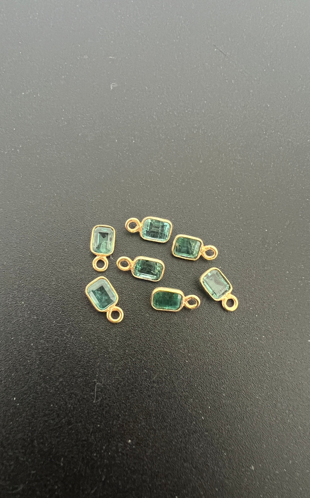Gold Filled Zambian Emerald 6x5 mm Single Piece, Emerald Charm