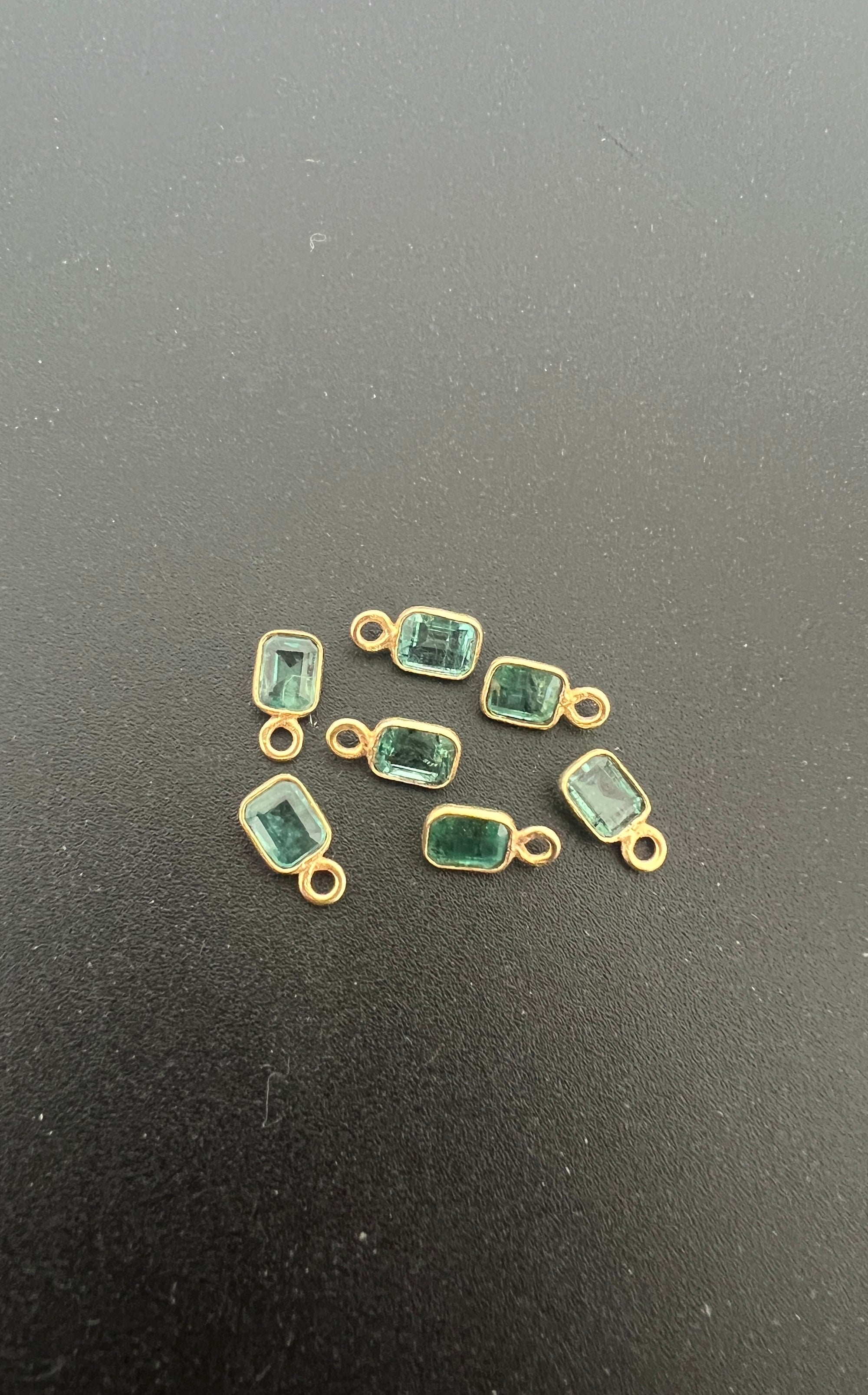 Gold Filled Zambian Emerald 6x5 mm Single Piece, Emerald Charm