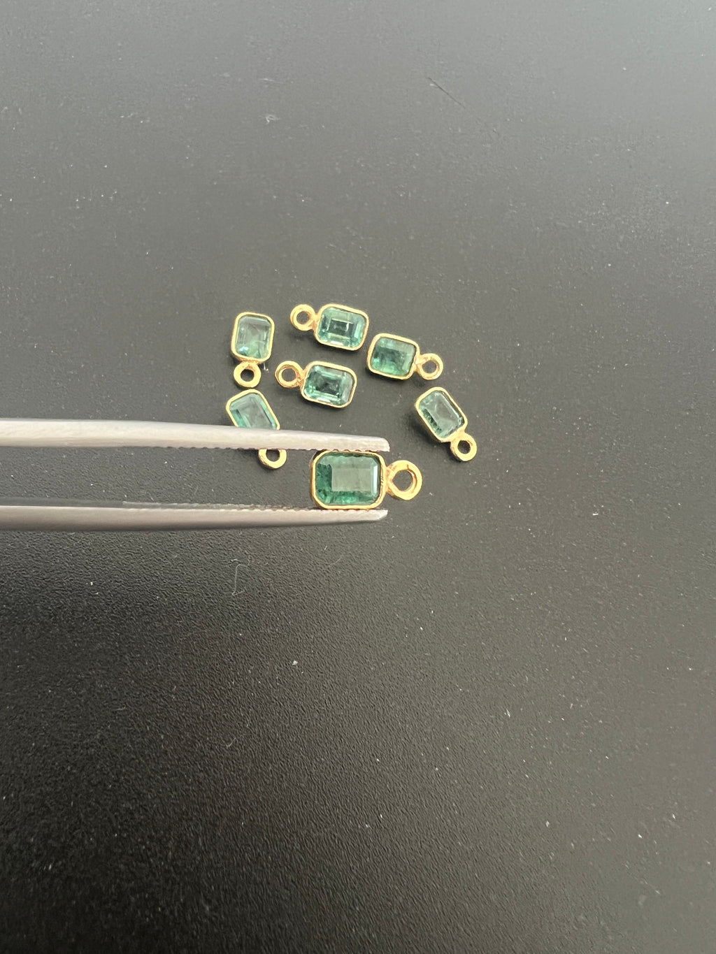 Gold Filled Zambian Emerald 6x5 mm Single Piece, Emerald Charm