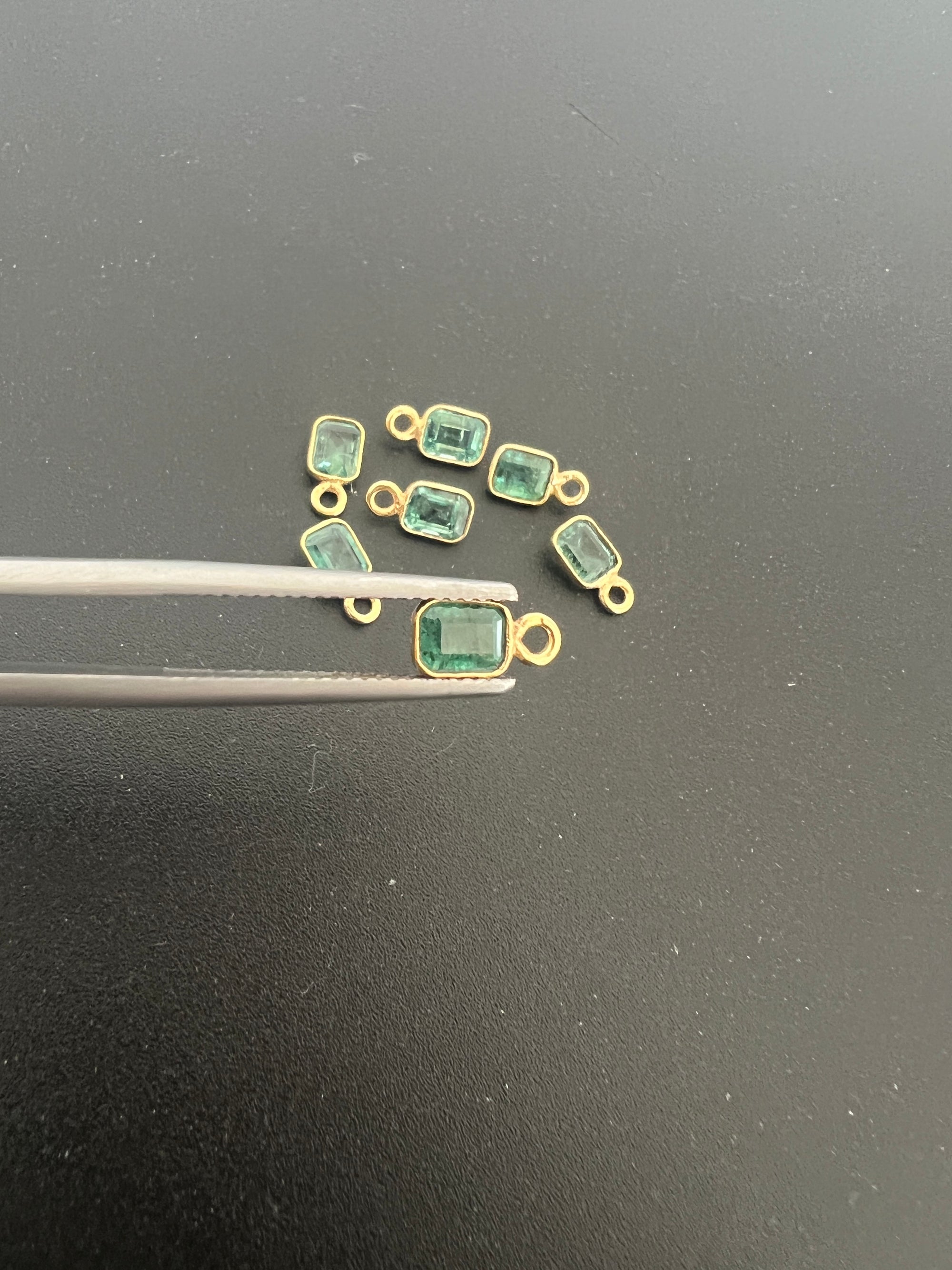 Gold Filled Zambian Emerald 6x5 mm Single Piece, Emerald Charm