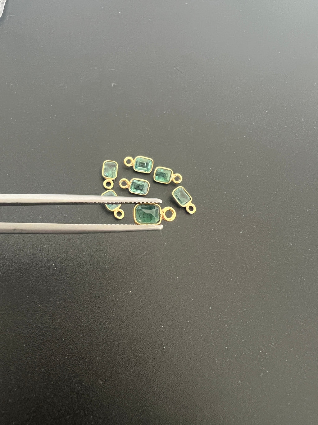 Gold Filled Zambian Emerald 6x5 mm Single Piece, Emerald Charm