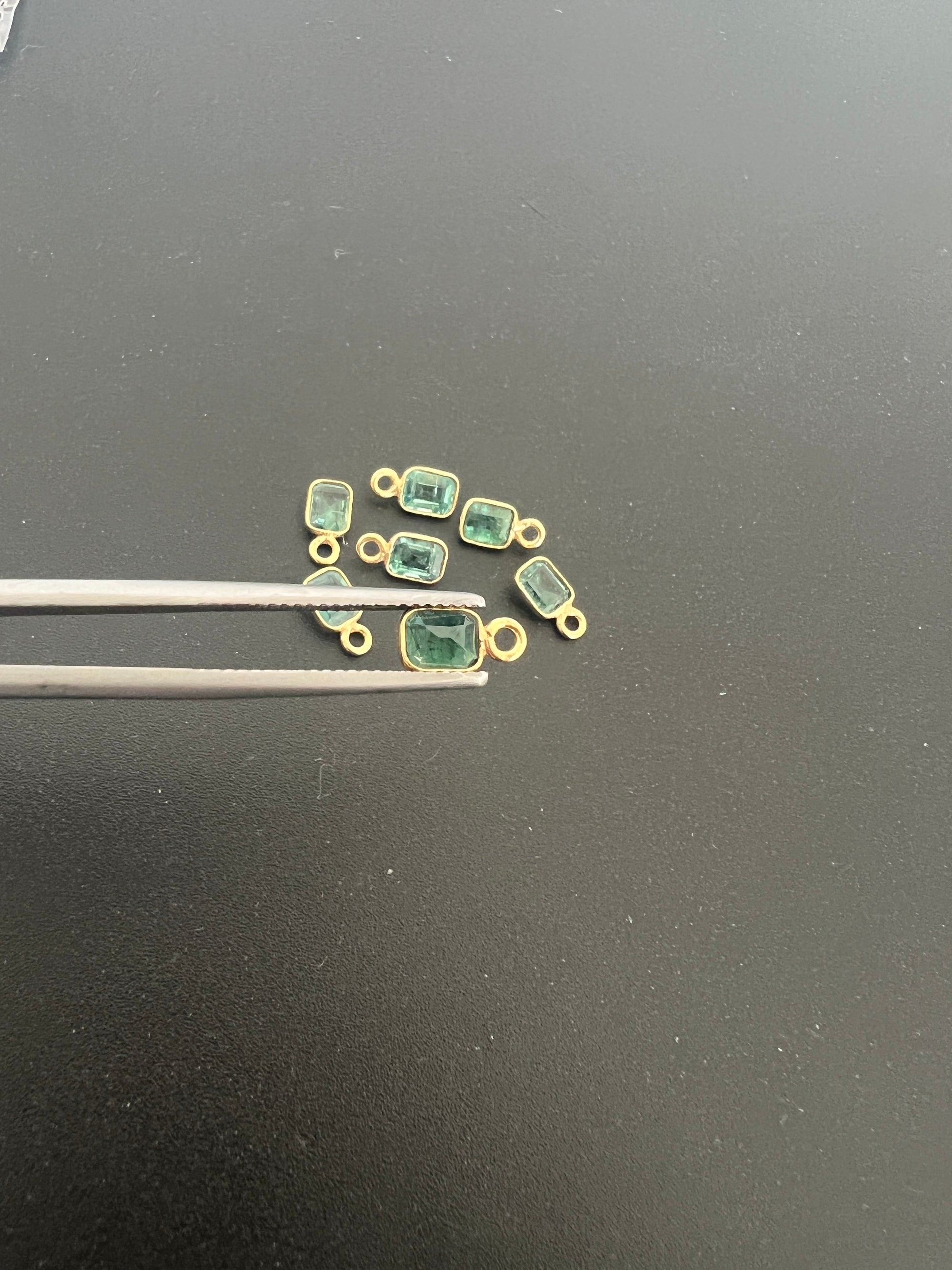 Gold Filled Zambian Emerald 6x5 mm Single Piece, Emerald Charm