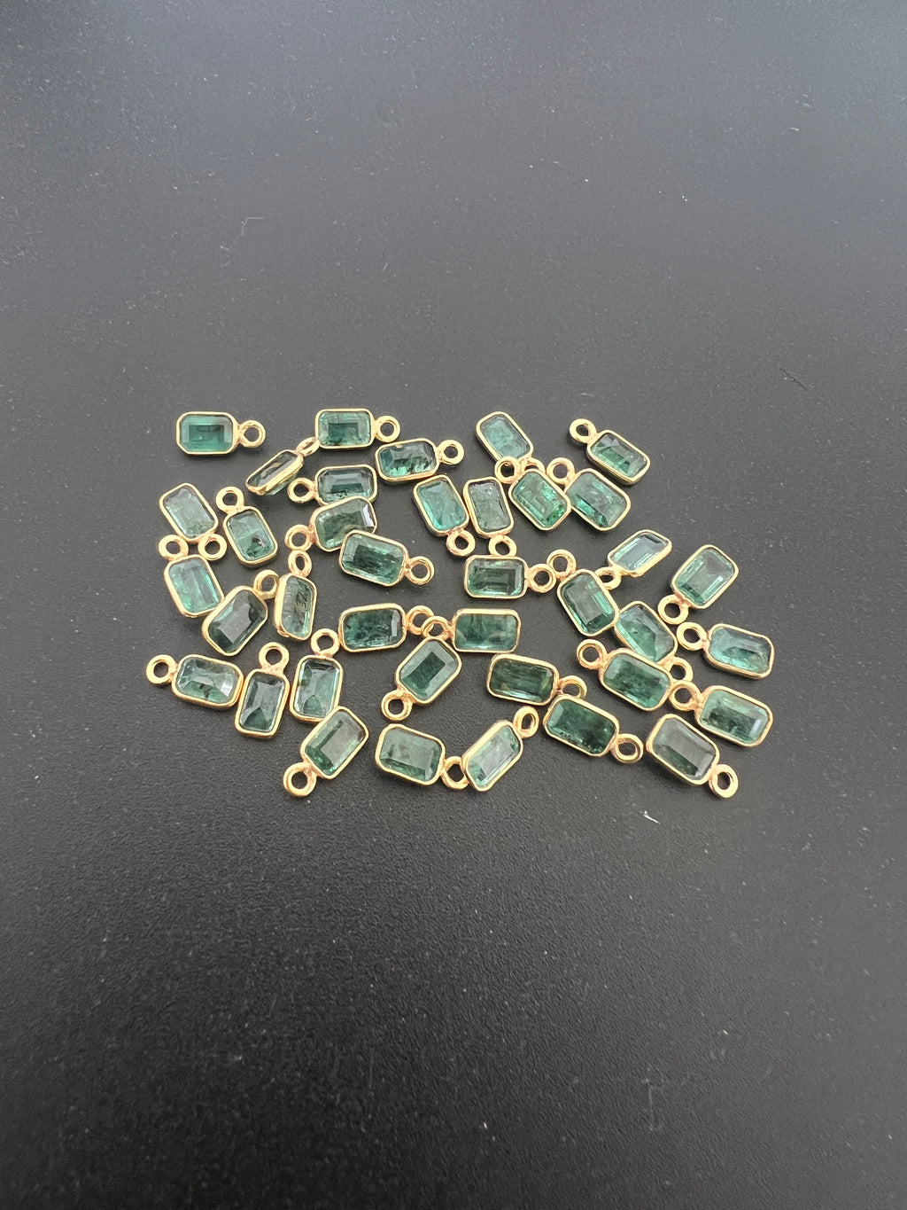 Gold Filled Zambian Emerald 6x4 mm Single Piece, Emerald Charm Approximately .60 Carat