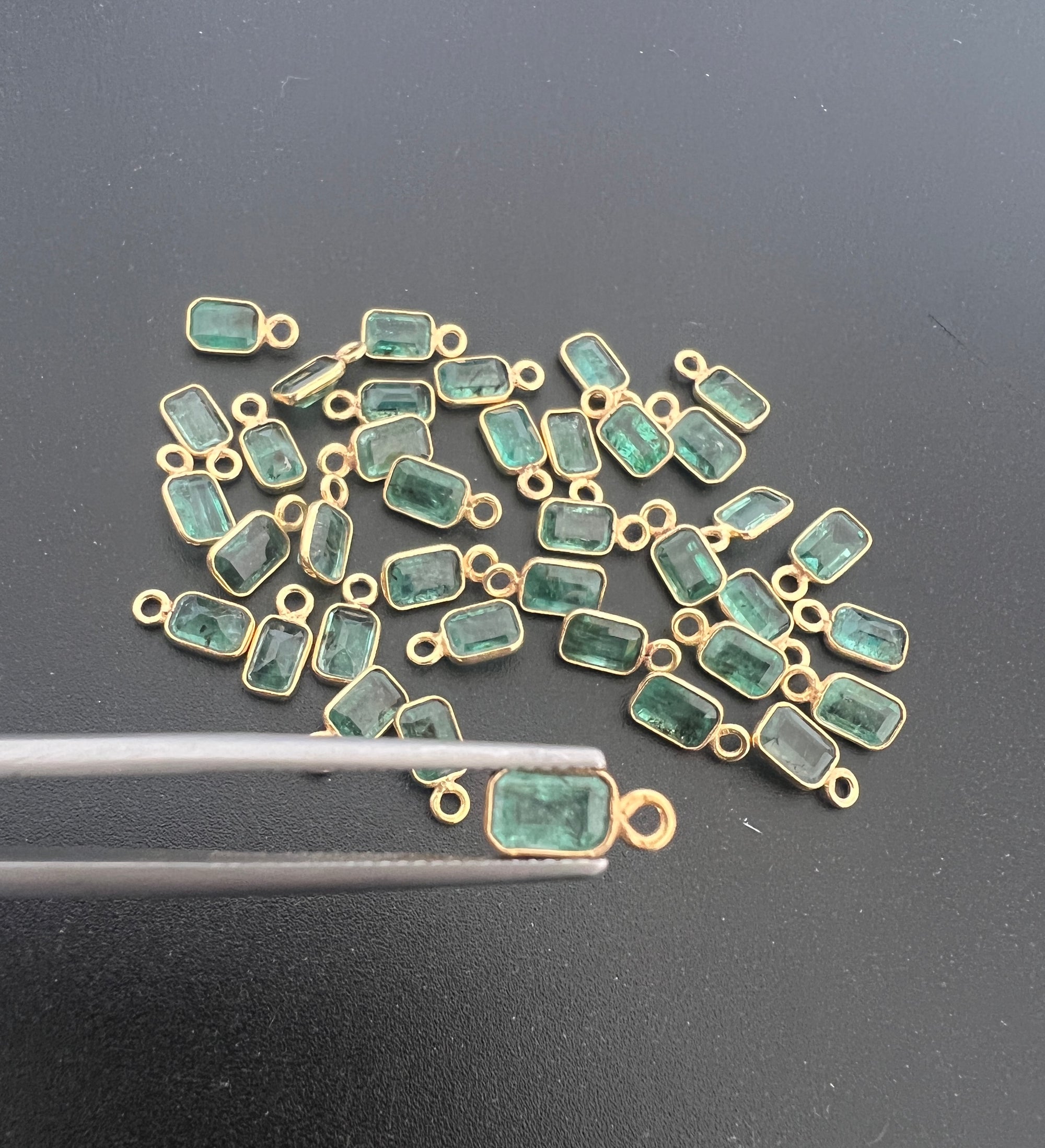 Gold Filled Zambian Emerald 6.5x5 mm Single Piece, Emerald Charm
