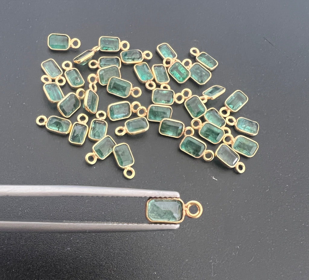 Gold Filled Zambian Emerald 6.5x5 mm Single Piece, Emerald Charm