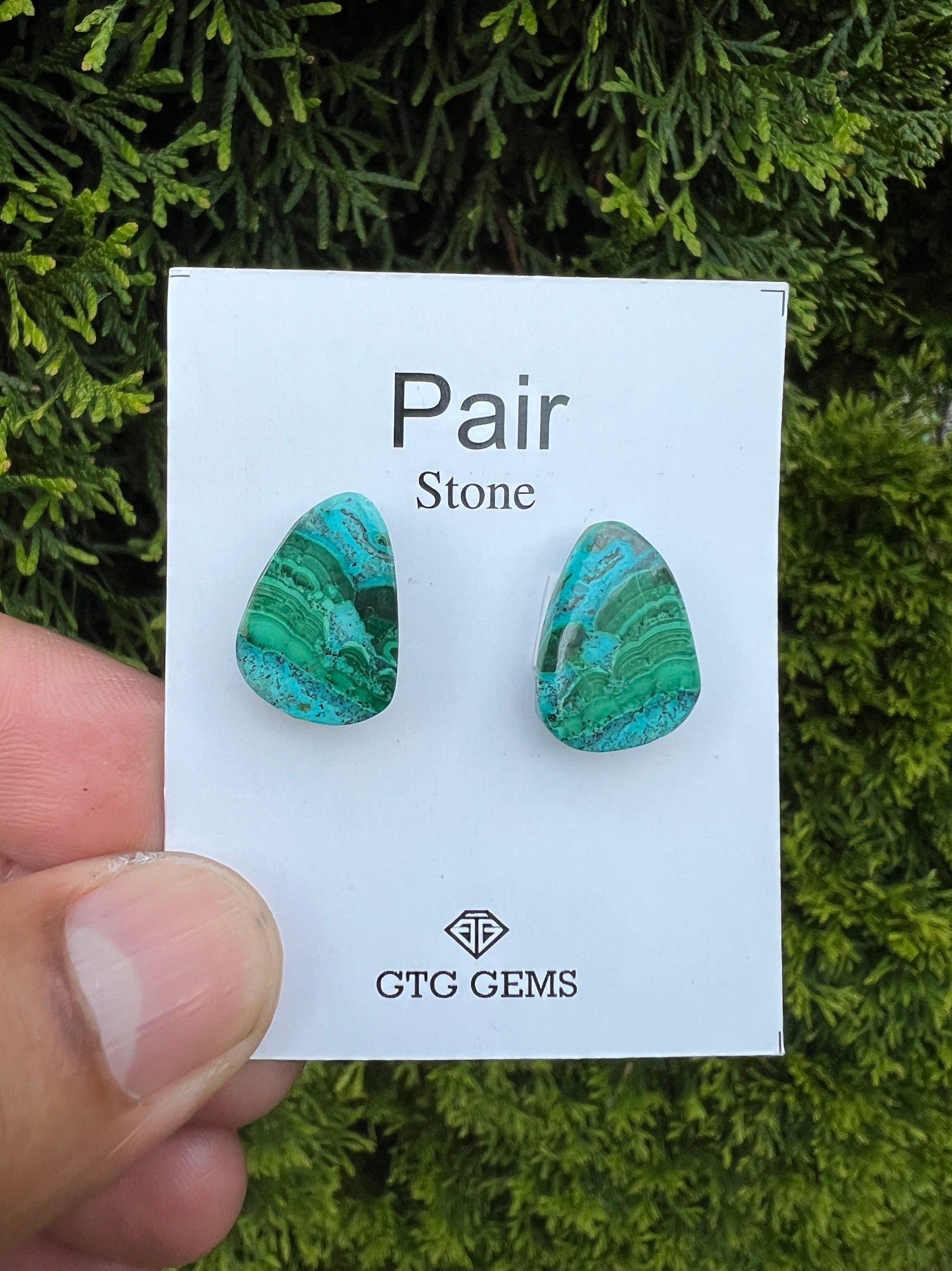 Malachite Chrysocolla, Cabochon Matching Pair 18x13mm, Approximately 18.50 carat (GTG-MCM-1)
