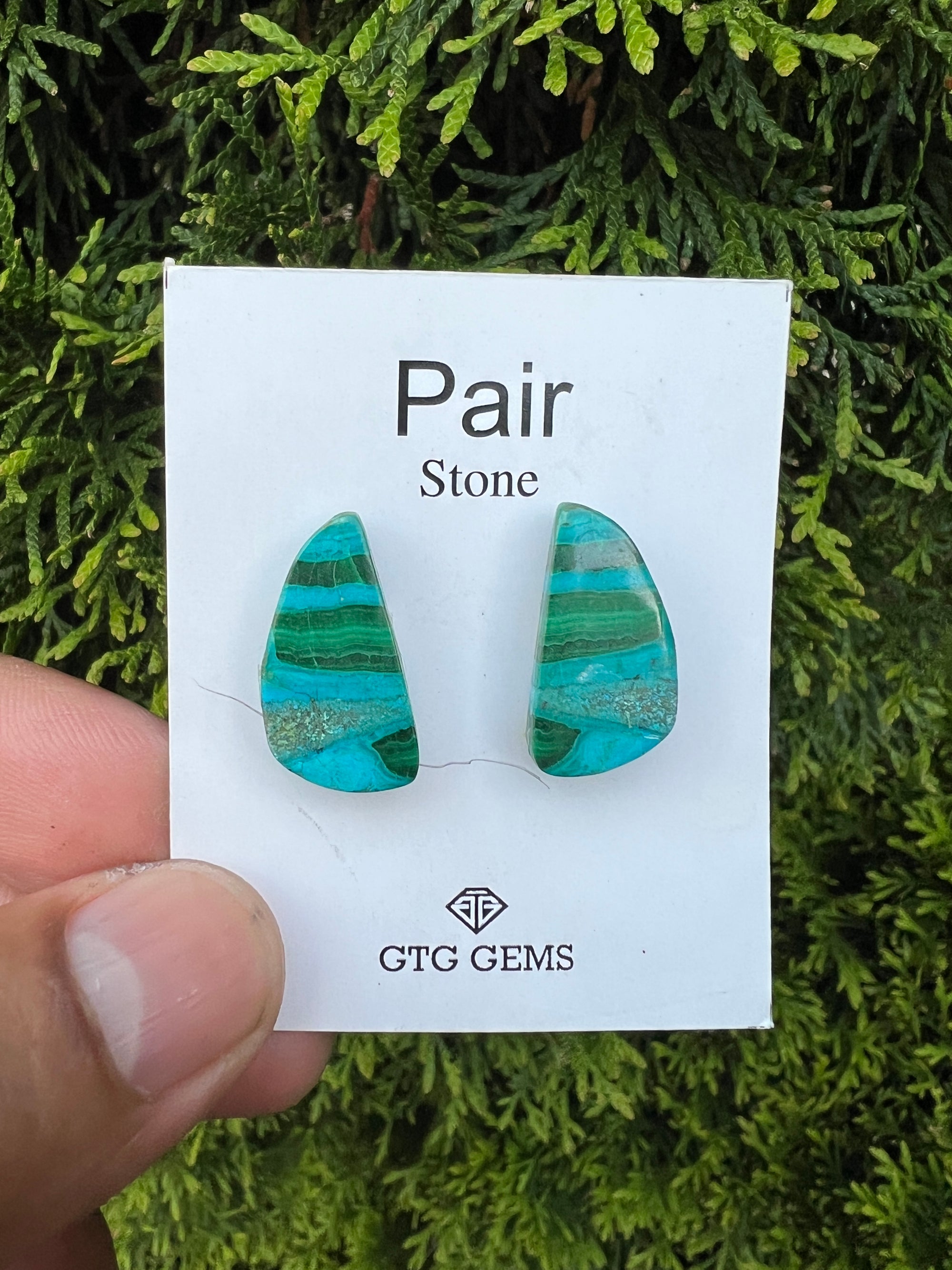 Chrysocolla Malachite, Cabochon Matching Pair 22x11mm, Approximately 20 carat (GTG-MCM-2)