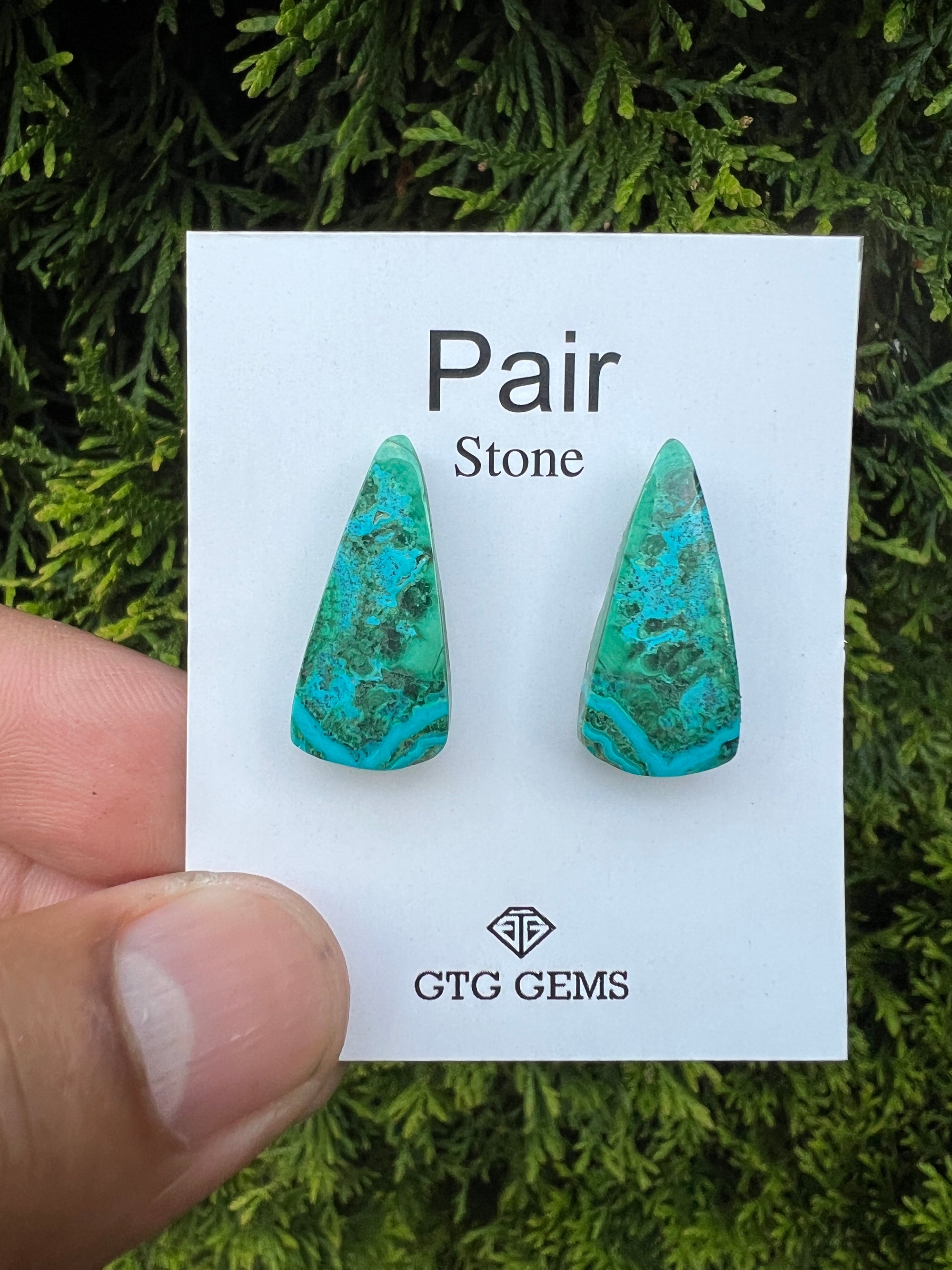 Malachite Chrysocolla , Cabochon Matching Pair 25x12 mm, Approximately 22 carat (GTG-MCM-4)