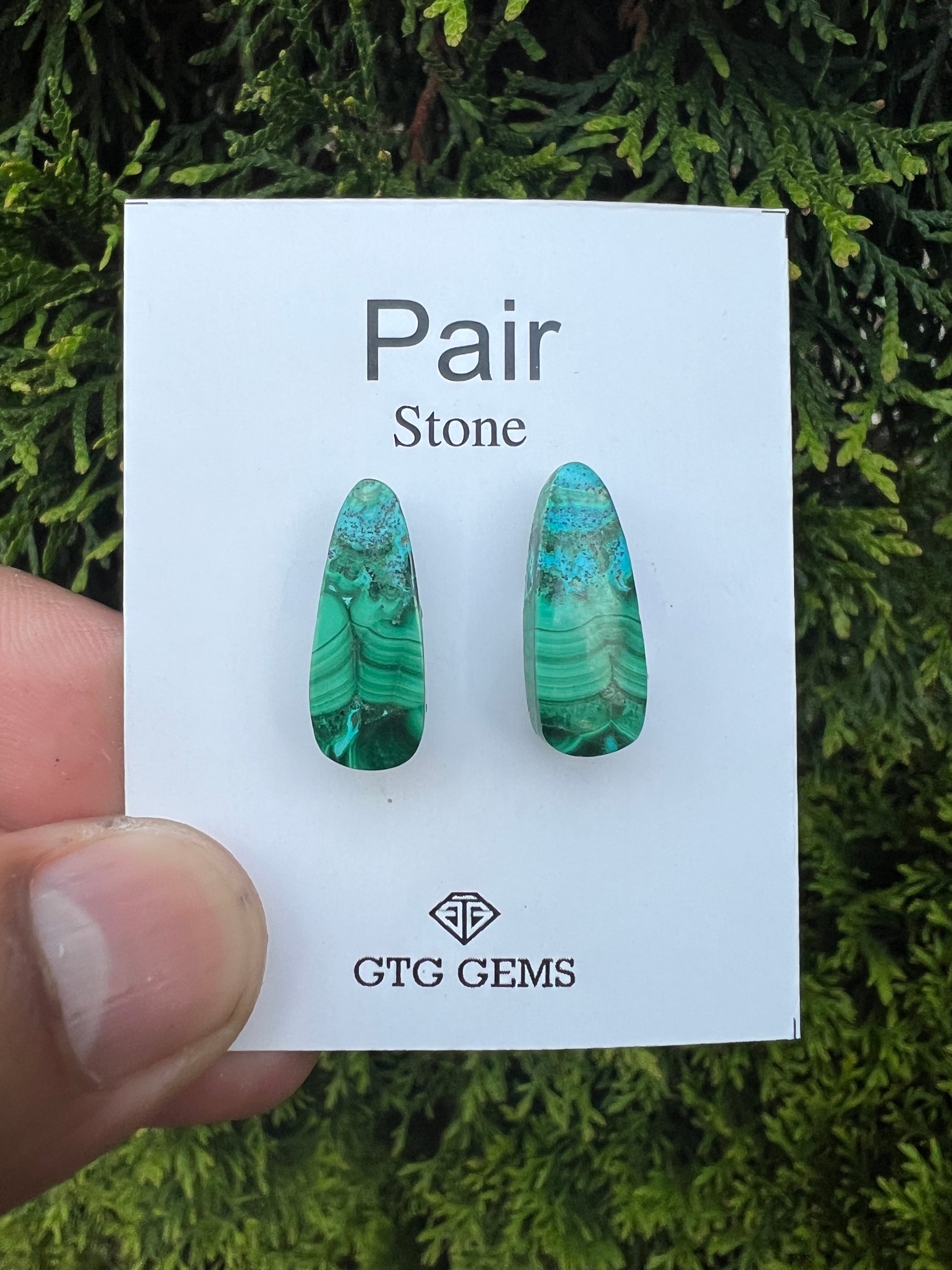 Malachite Chrysocolla, Cabochon Matching Pair 21x8mm, Approximately 16 carat (GTG-MCM-6)