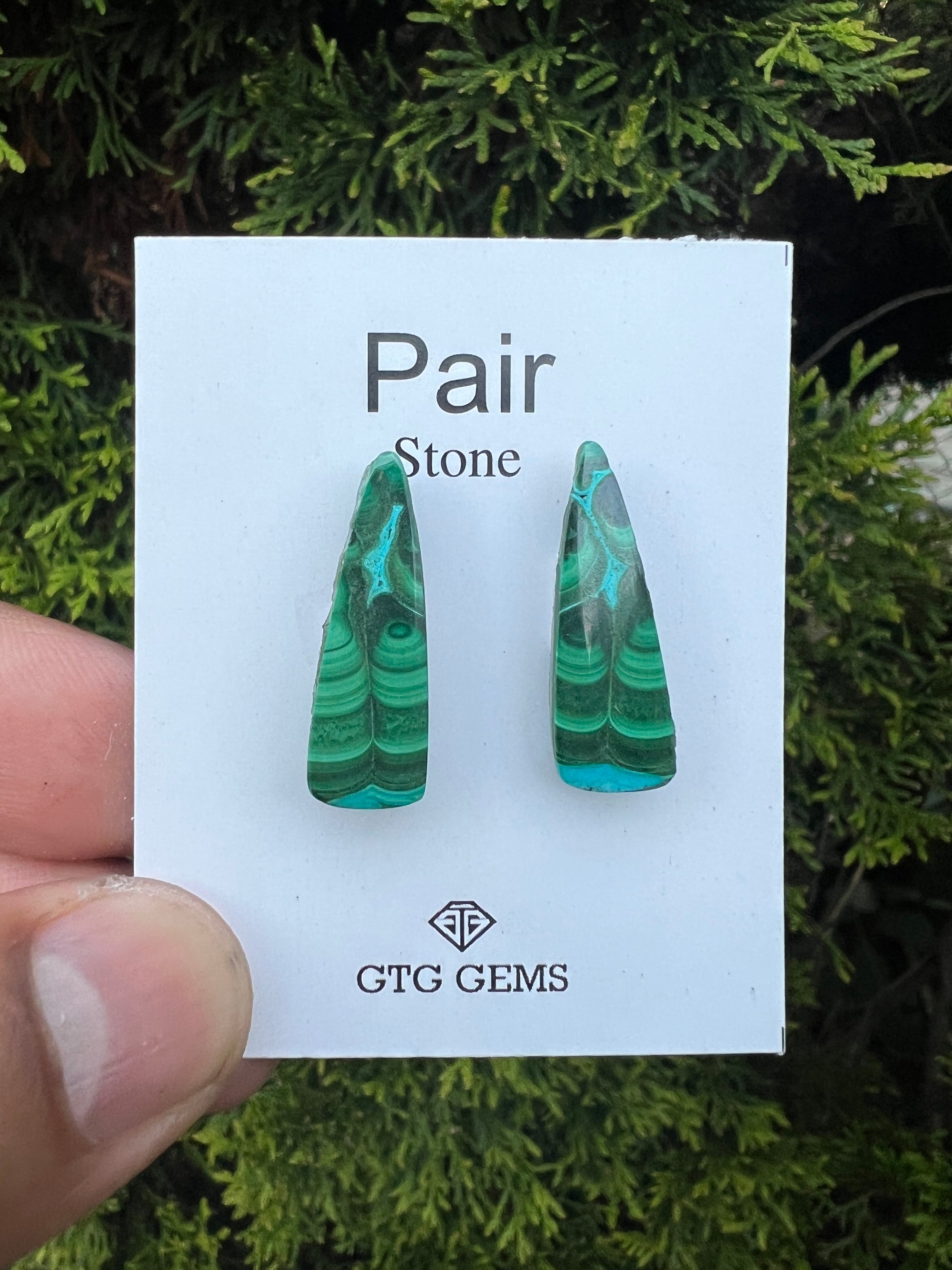 Malachite Chrysocolla, Cabochon Matching Pair 26x9 mm, Approximately 21.5 carat (GTG-MCM-8)