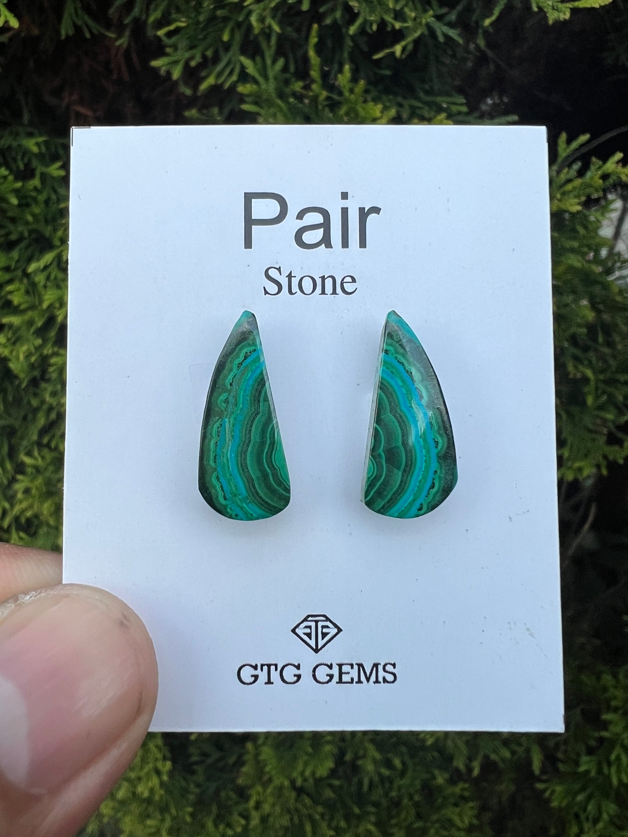 Chrysocolla Malachite, Cabochon Matching Pair 20x9 mm