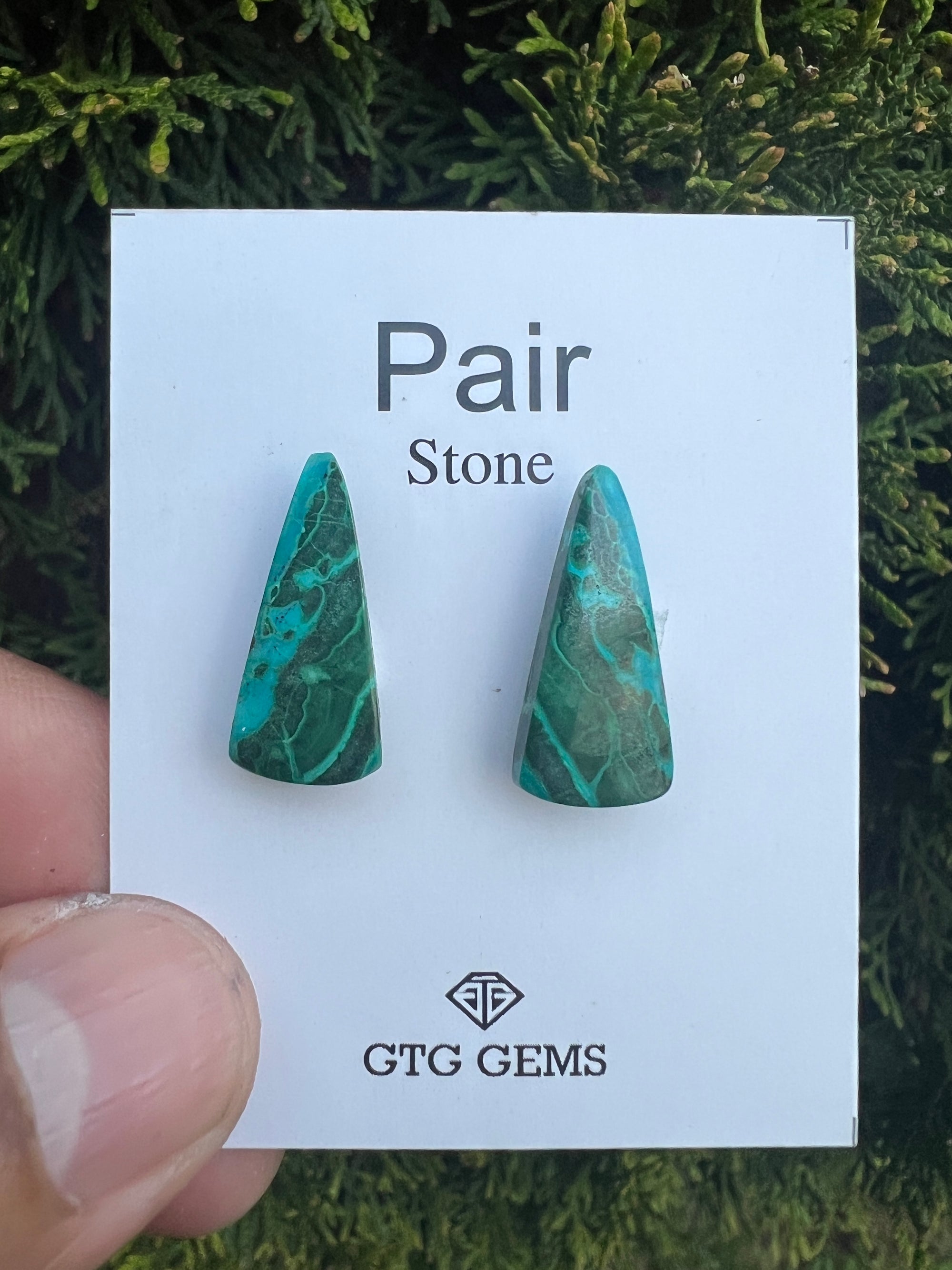 Chrysocolla Malachite Cabochon Matching Pair 22x10 mm