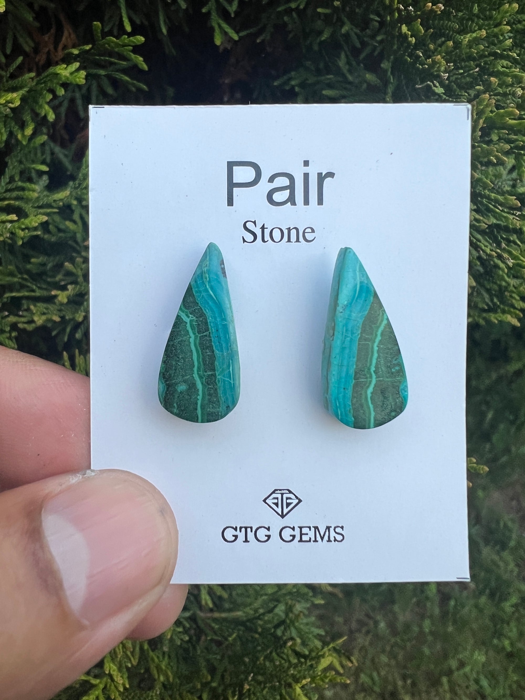 Chrysocolla Malachite Cabochon Matching Pair 23x10 mm