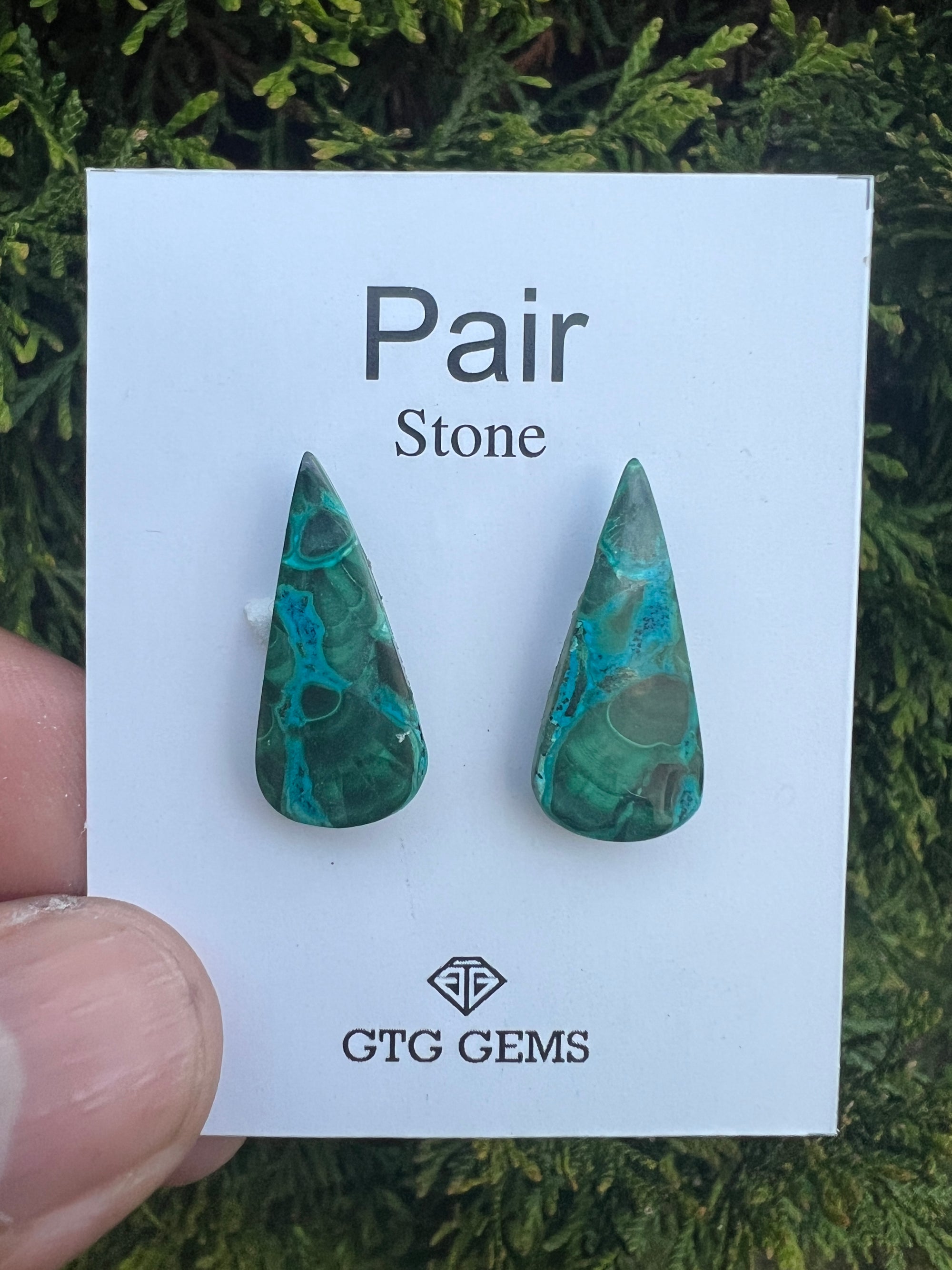 Chrysocolla Malachite Cabochon Matching Pair 17x8 mm