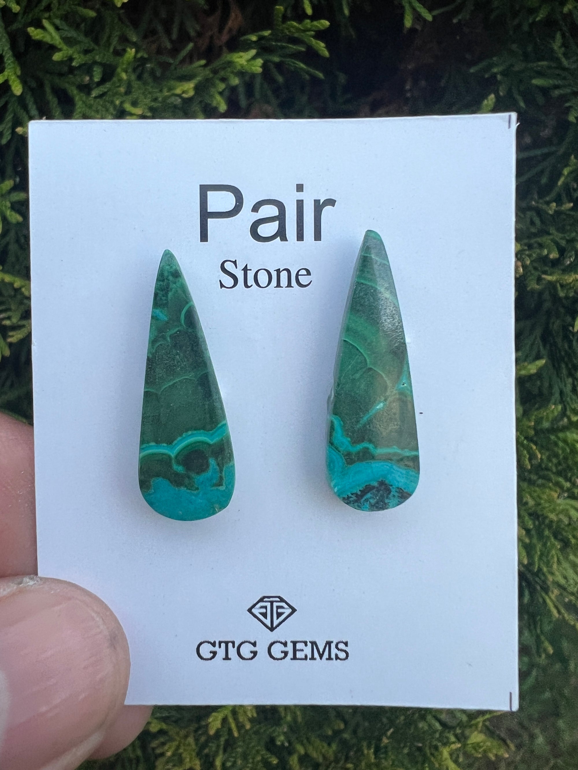 Malachite  Chrysocolla Cabochon Matching Pair 27x15 mm