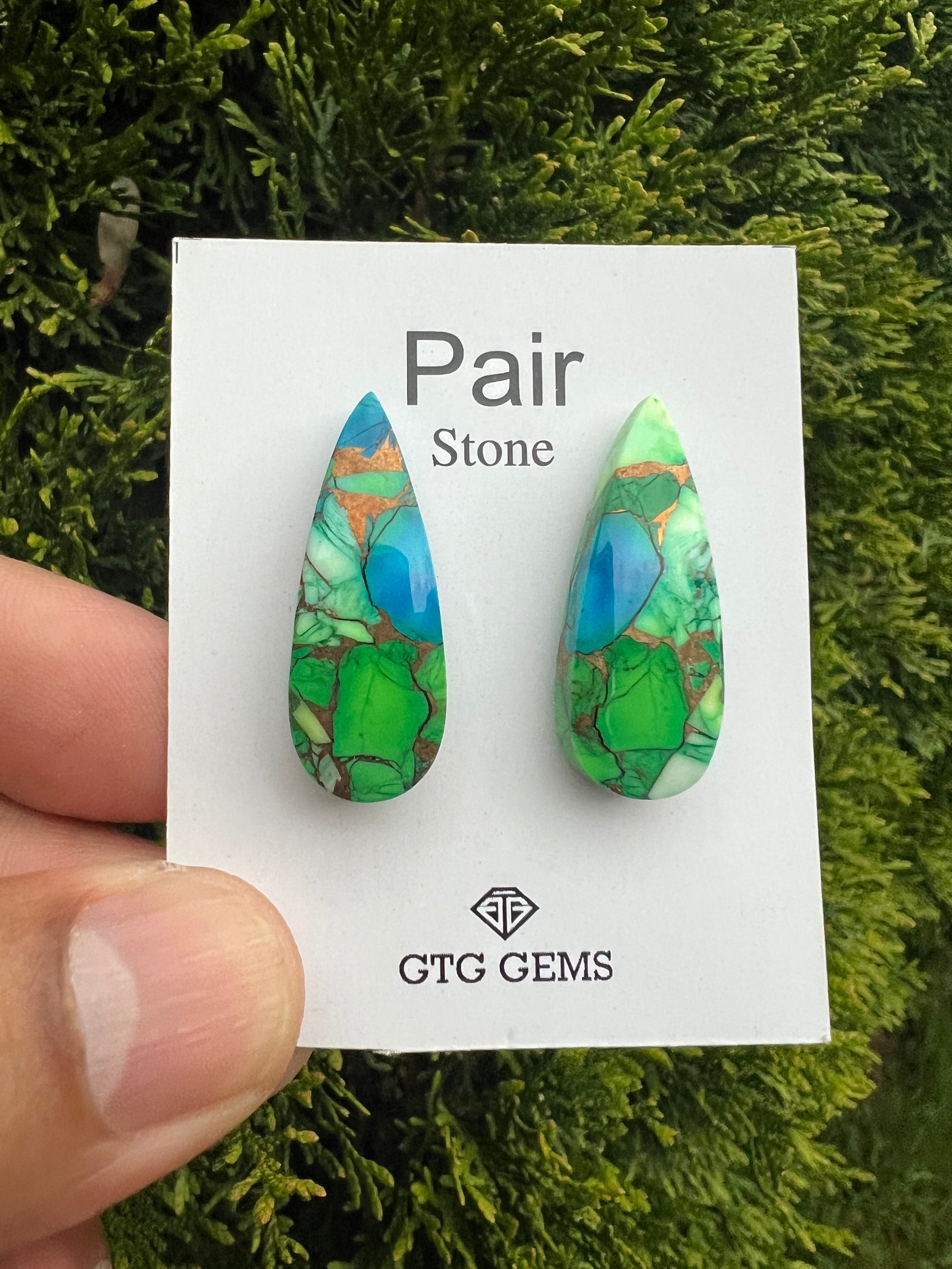 Peacock Turquoise 31x12mm matching pair (GTG-MPT-1)