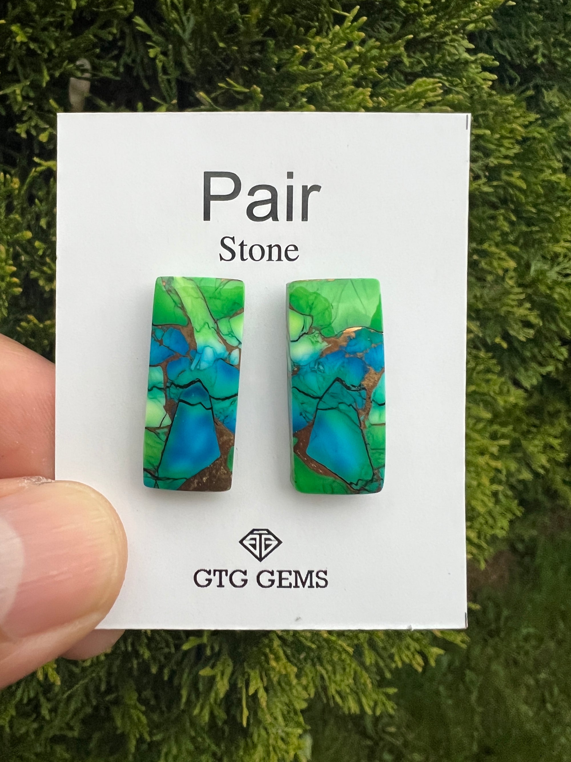 Peacock Turquoise 25.5x 11mm matching pair cabochon (GTG-MPT-3)
