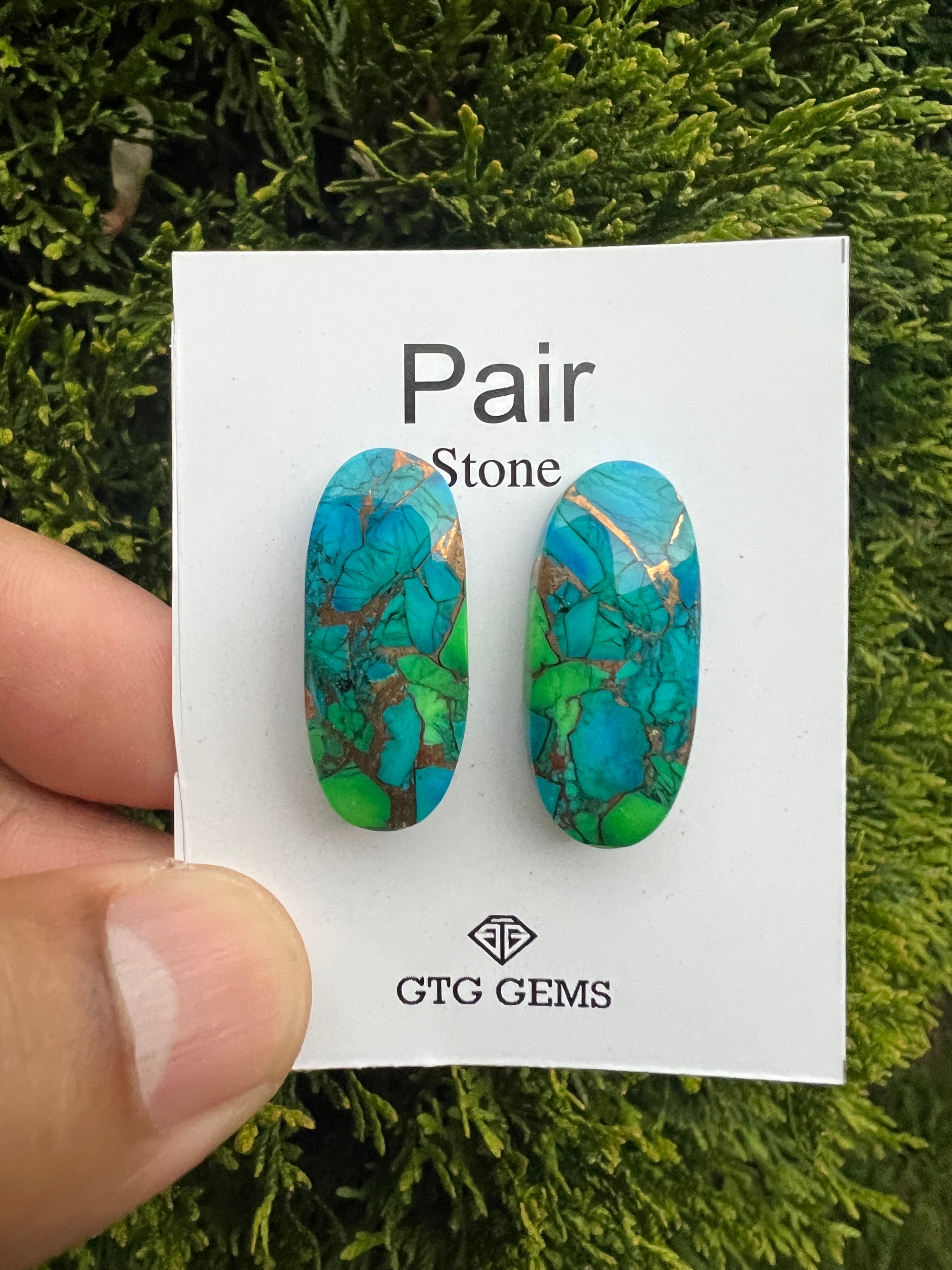 Peacock Turquoise matching pair cabochon 28x 12mm (GTG-MPT-8)