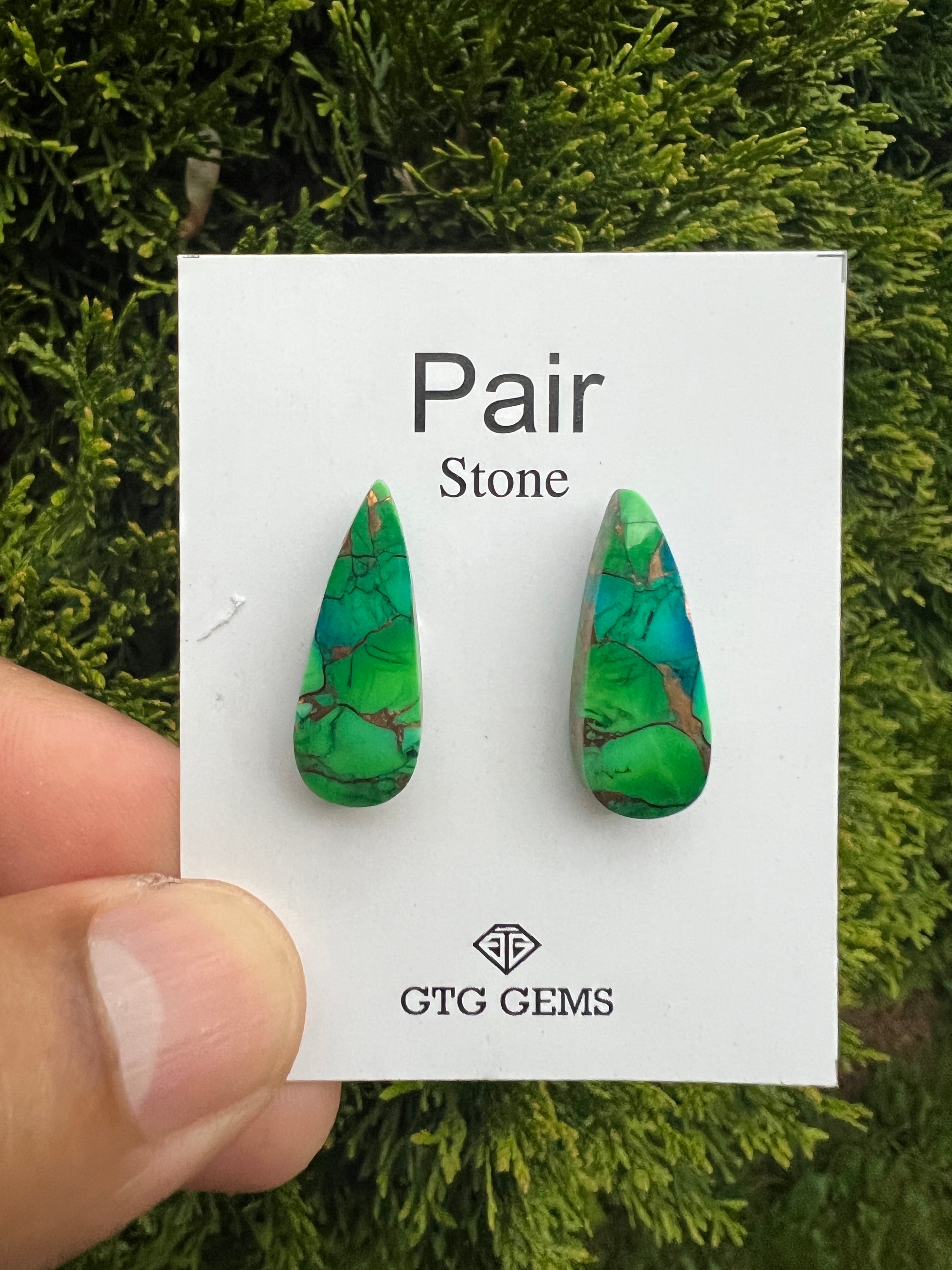 Peacock Turquoise 24.5 x 9.50 mm matching pair cabochon (GTG-MPT-4)