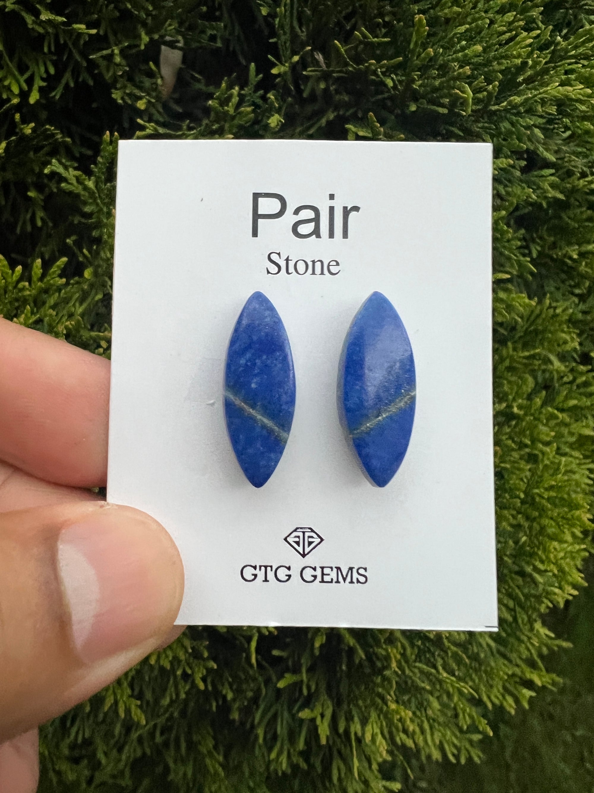 Lapis Lazuli matching pair cabochon 25x9mm (GTG-ML-6)