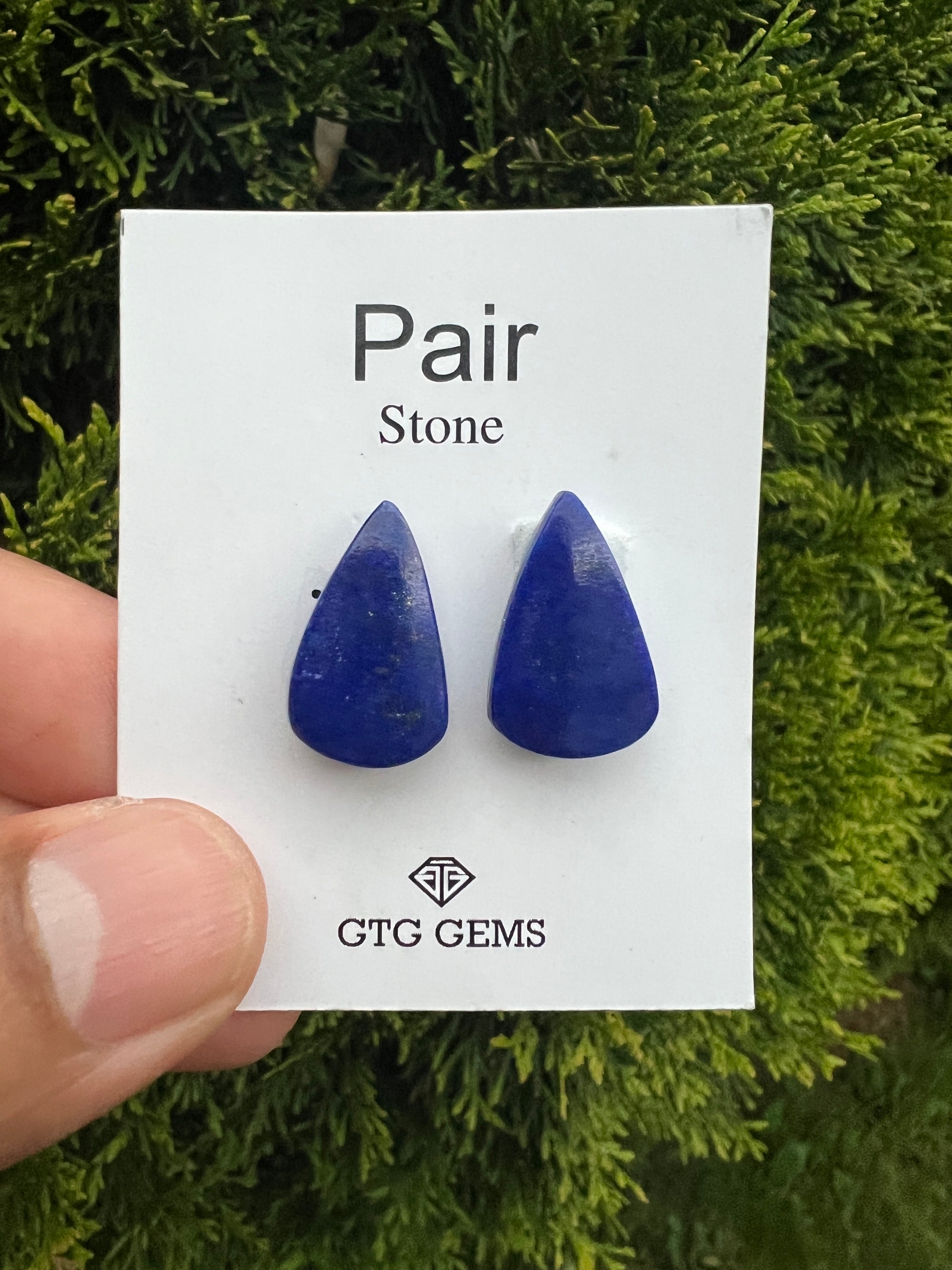 Lapis Lazuli tear drop matching pair cabochon, 20x13mm (GTG-ML-5)