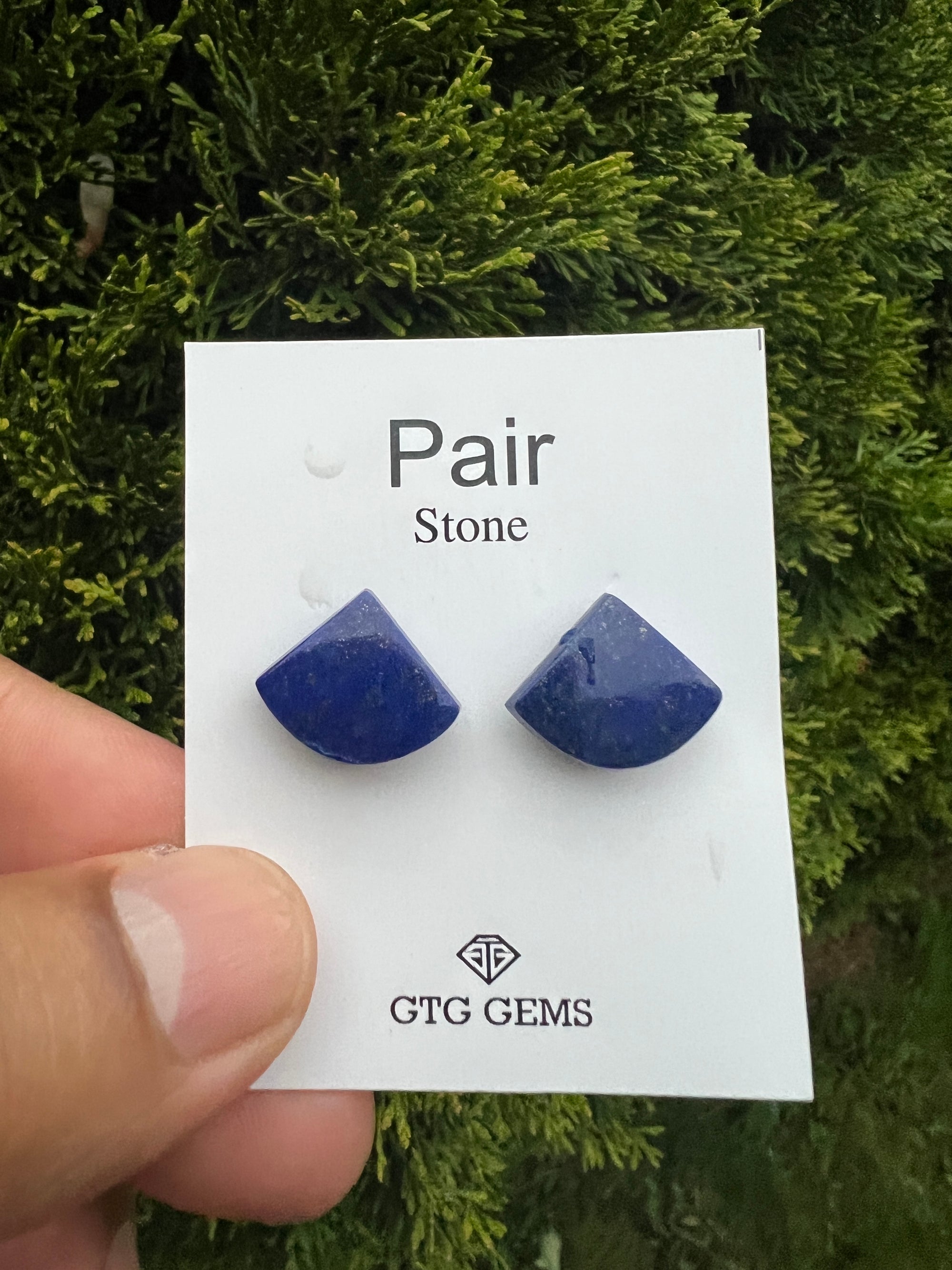 Lapis Lazuli fan shape matching pair cabochon, 14x7mm (GTG-ML-8)