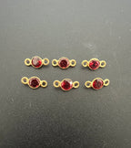 Garnet 18K Gold Filled Bezel 5.5mm, Double Connector, Garnet Charm (GTG-GBG-5)