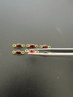 Garnet 18K Gold Filled Bezel 6x4mm, Double  Connector, Garnet Charm (GTG-GBG-8)