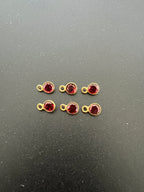 Garnet 18K Gold Filled Bezel 5.5mm, Single  Connector, Garnet Charm (GTG-GBG-6)
