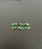 Green Onyx 18K Gold Filled Bezel 5.5 mm, Double Connector Onyx Charm (GTG-GGO-10)