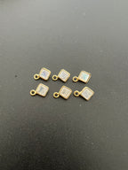 Rainbow Moonstone 18K Gold Filled Bezel 6mm, Single Connector, Moonstone Charm (GTG-GBM-7)