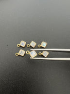 Rainbow Moonstone 18K Gold Filled Bezel 6mm, Single Connector, Moonstone Charm (GTG-GBM-7)